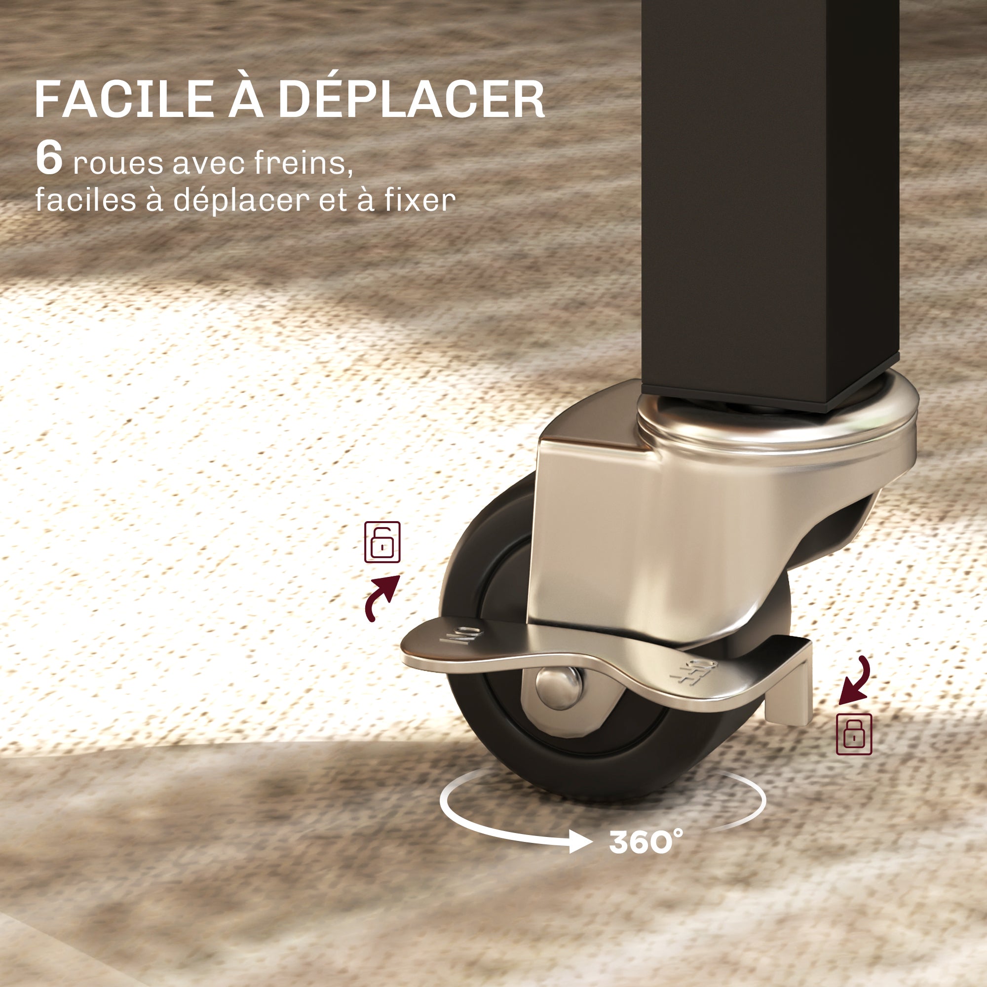 Table pliante cuisine, table à manger pliable, avec 2 abattants, 6 roues avec freins, pour 4-6 personnes, charge 100 kg, pieds en acier, 120 x 80 x 73 cm, brun rustique