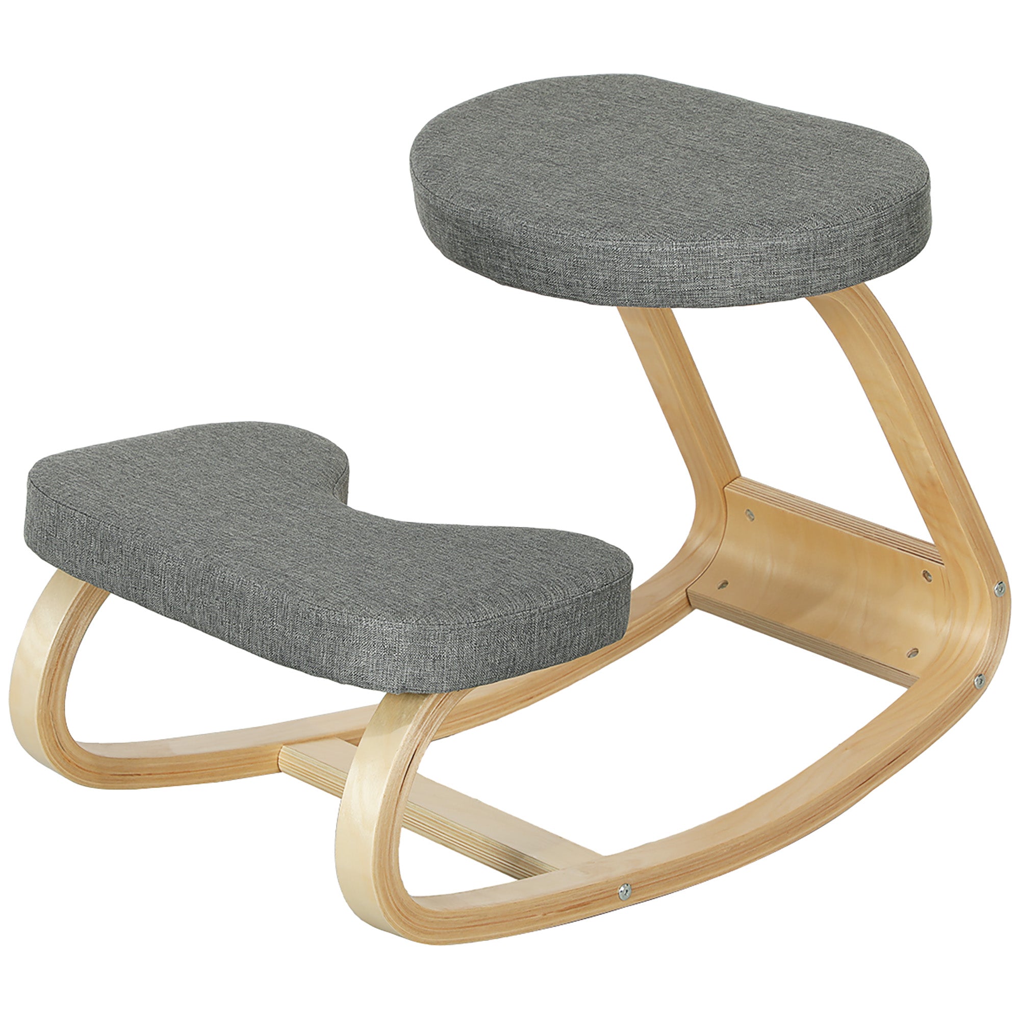 Siège assis genoux, siège ergonomique en bois à bascule, chaise à genoux pour bureau à domicile, améliorer la posture, maux de dos, gris