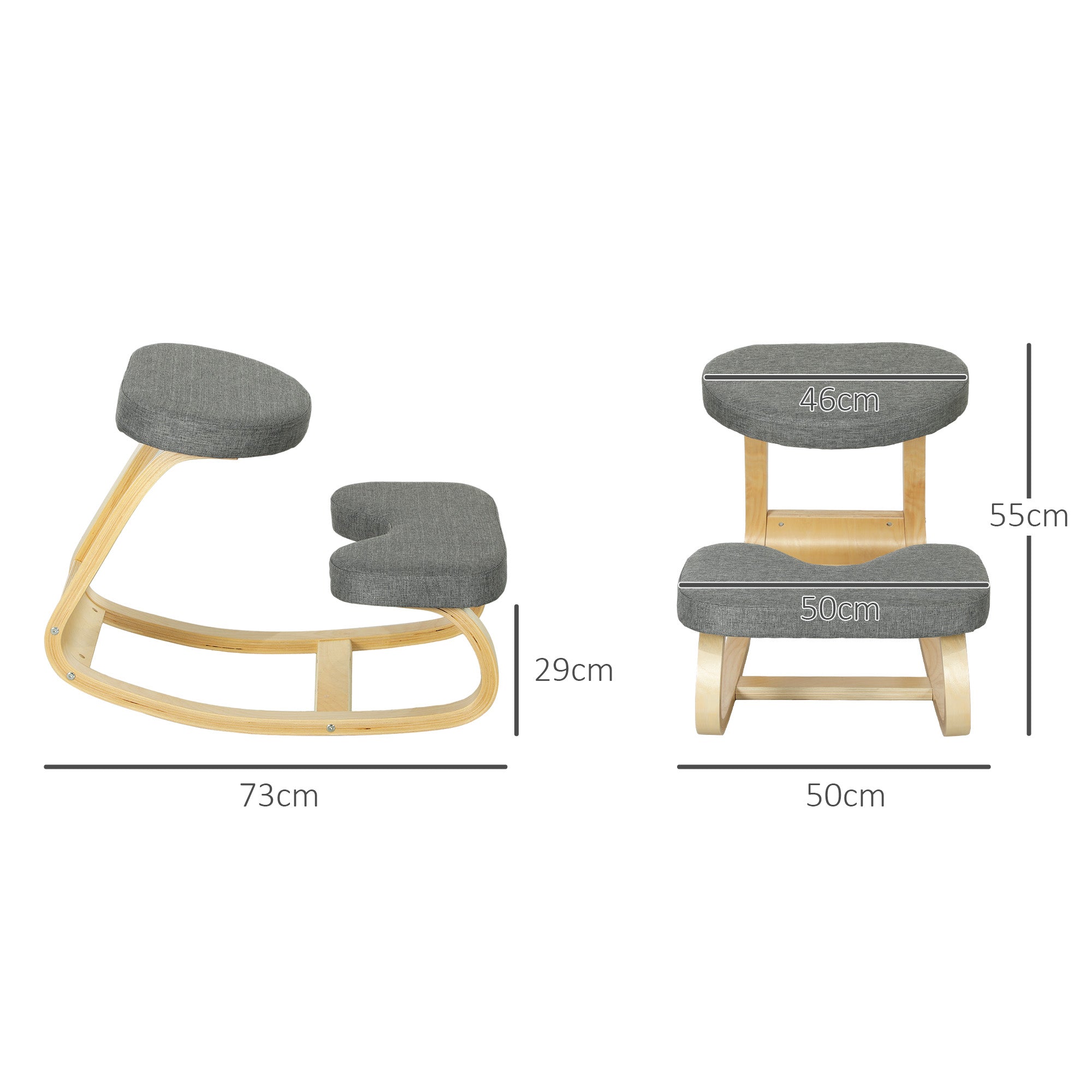 Siège assis genoux, siège ergonomique en bois à bascule, chaise à genoux pour bureau à domicile, améliorer la posture, maux de dos, gris