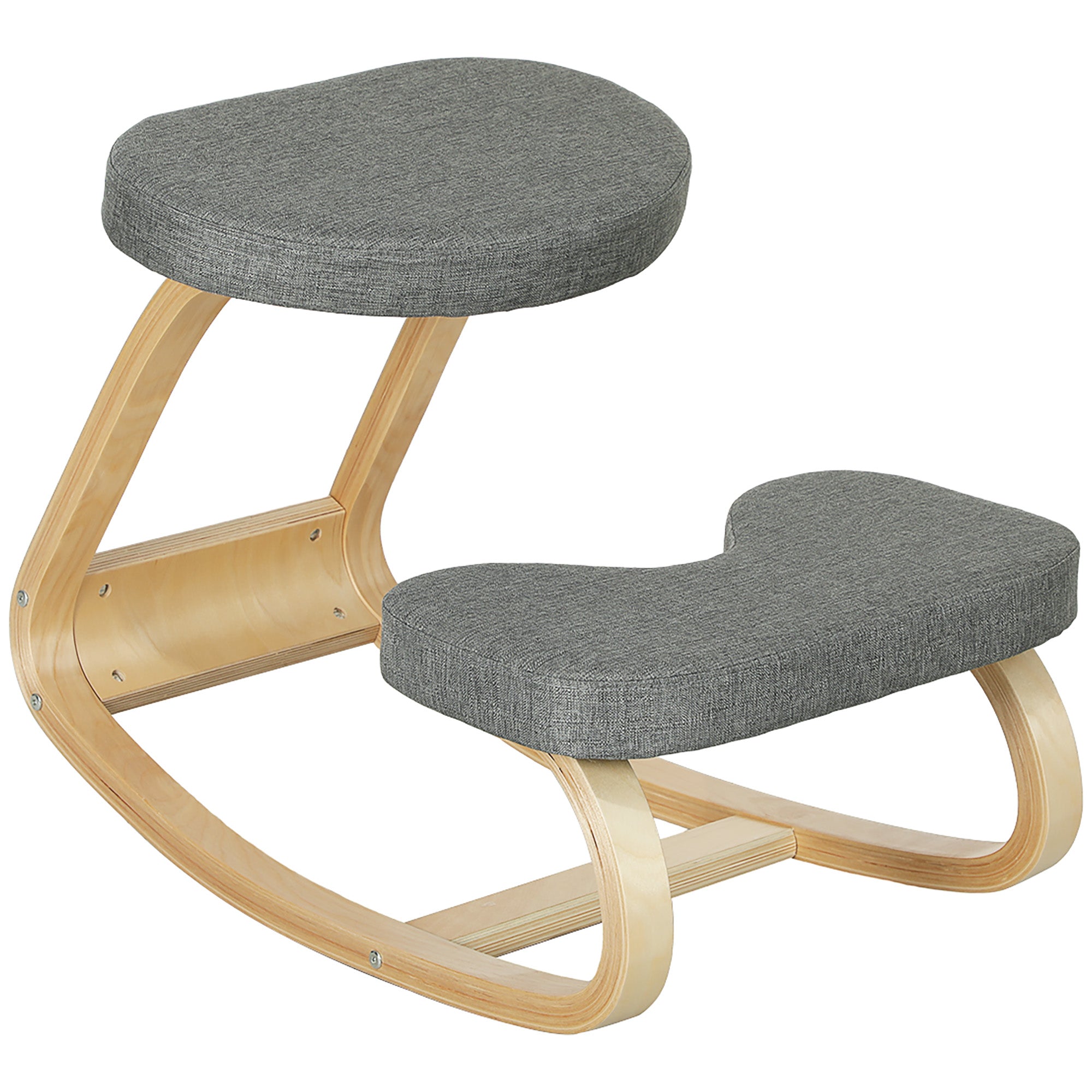 Siège assis genoux, siège ergonomique en bois à bascule, chaise à genoux pour bureau à domicile, améliorer la posture, maux de dos, gris