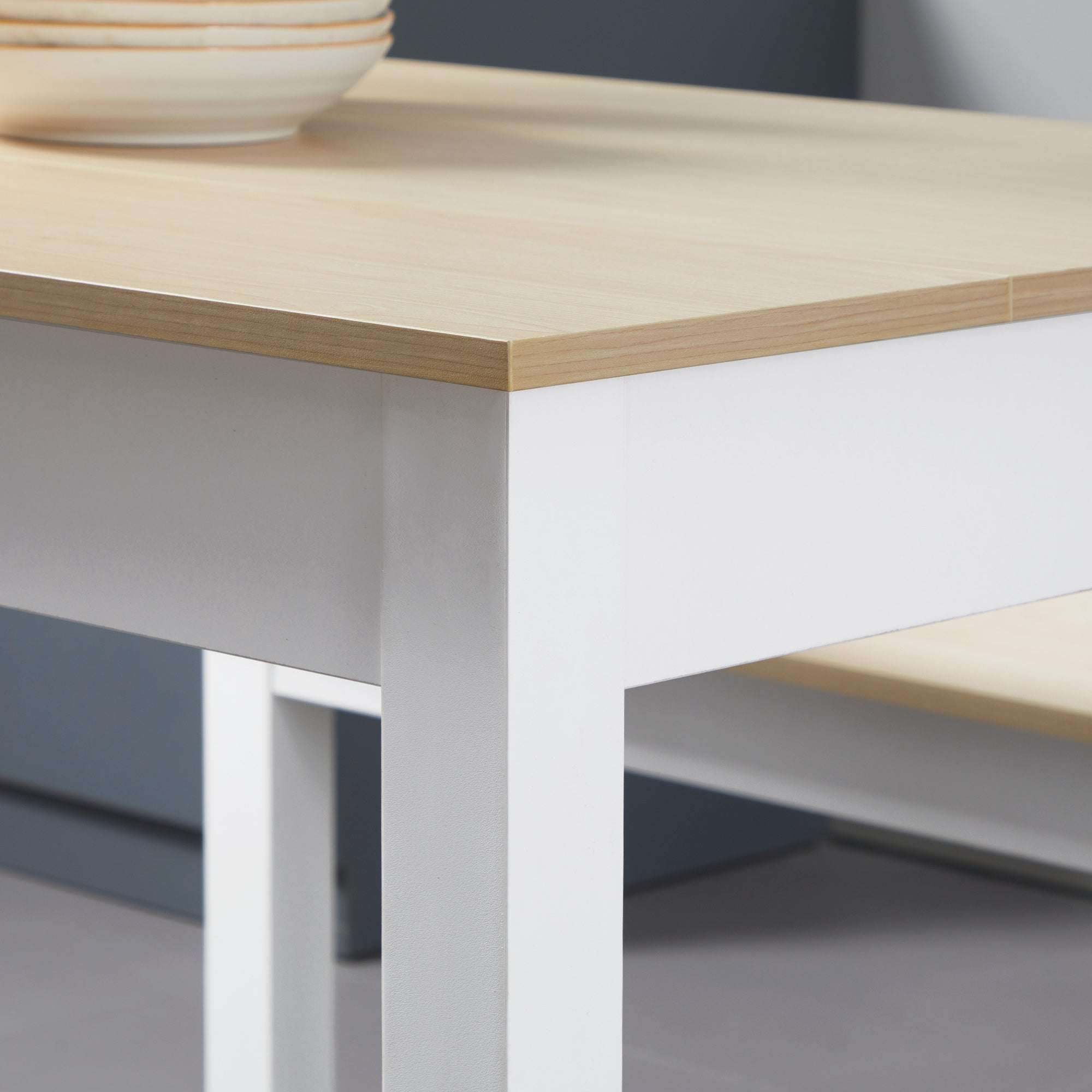 Ensemble table à manger 3 pièces avec 2 bancs encastrables pour 4-6 personnes style contemporain - cuisine salle à manger salon - panneaux de particules