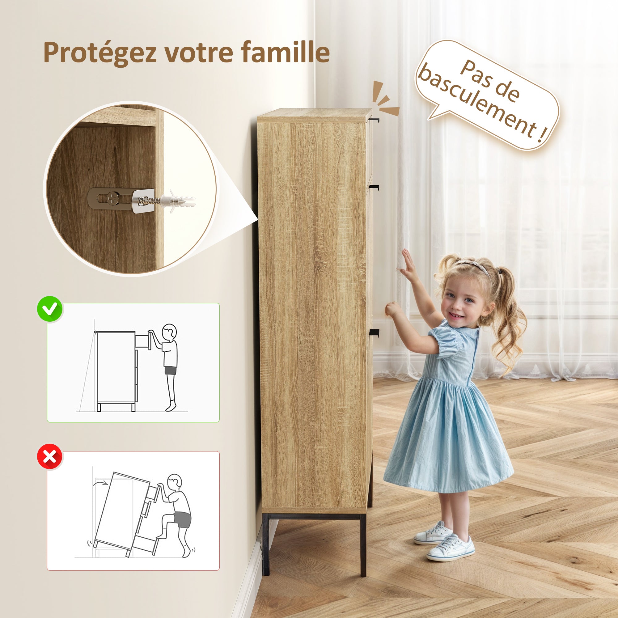 Meuble à chaussures 8 paires, armoire à chaussures étroite, meuble d'entrée avec tiroir coulissant, 2 tiroirs rabattables et étagères réglables, pour couloir et entrée, 60x24x105,5cm, chêne