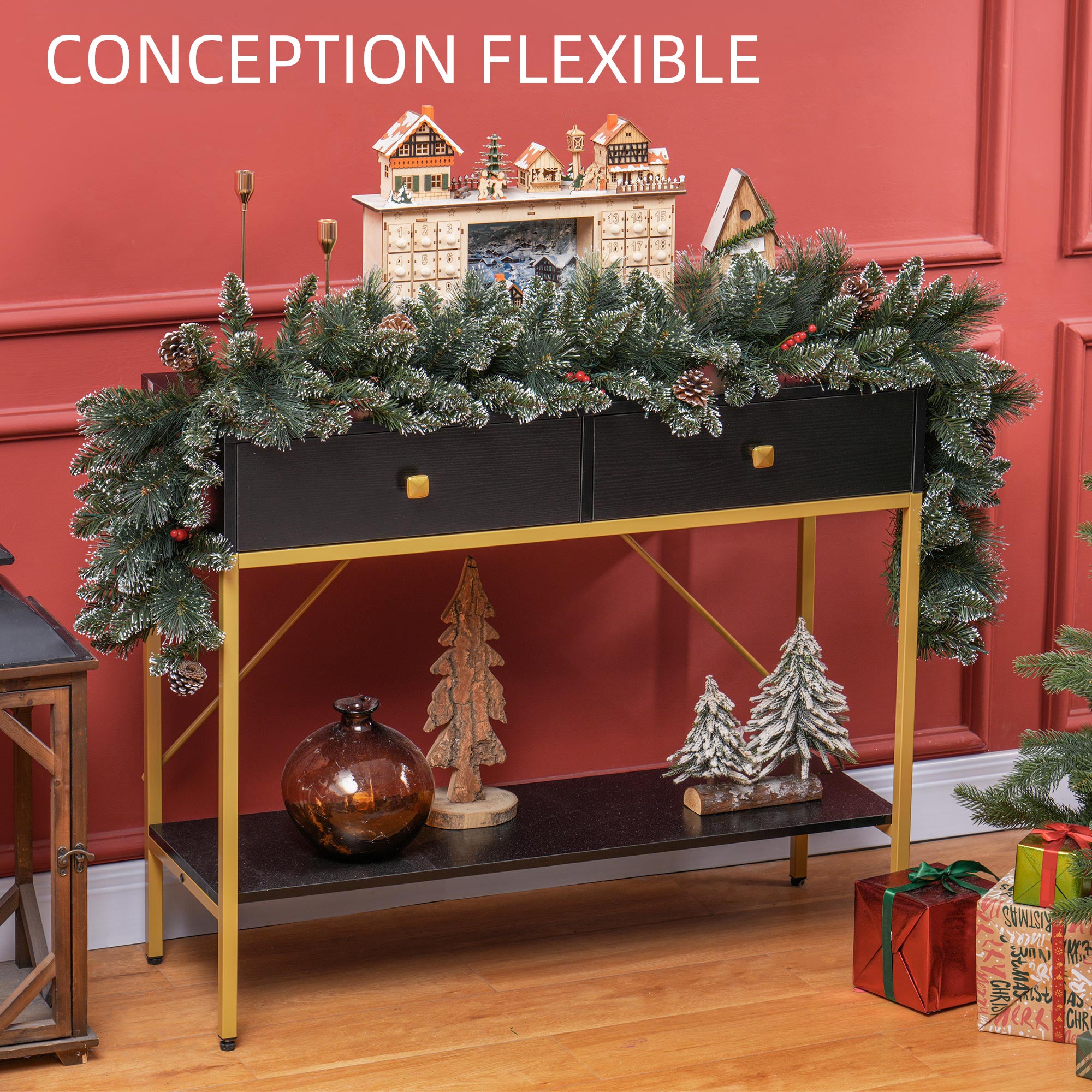 Guirlande de Noël artificielle lumineuse de 1,8 m décoration de Noël avec pommes de pin, grappes de baies, 50 lumières LED et minuterie pour escaliers, cheminées, vert