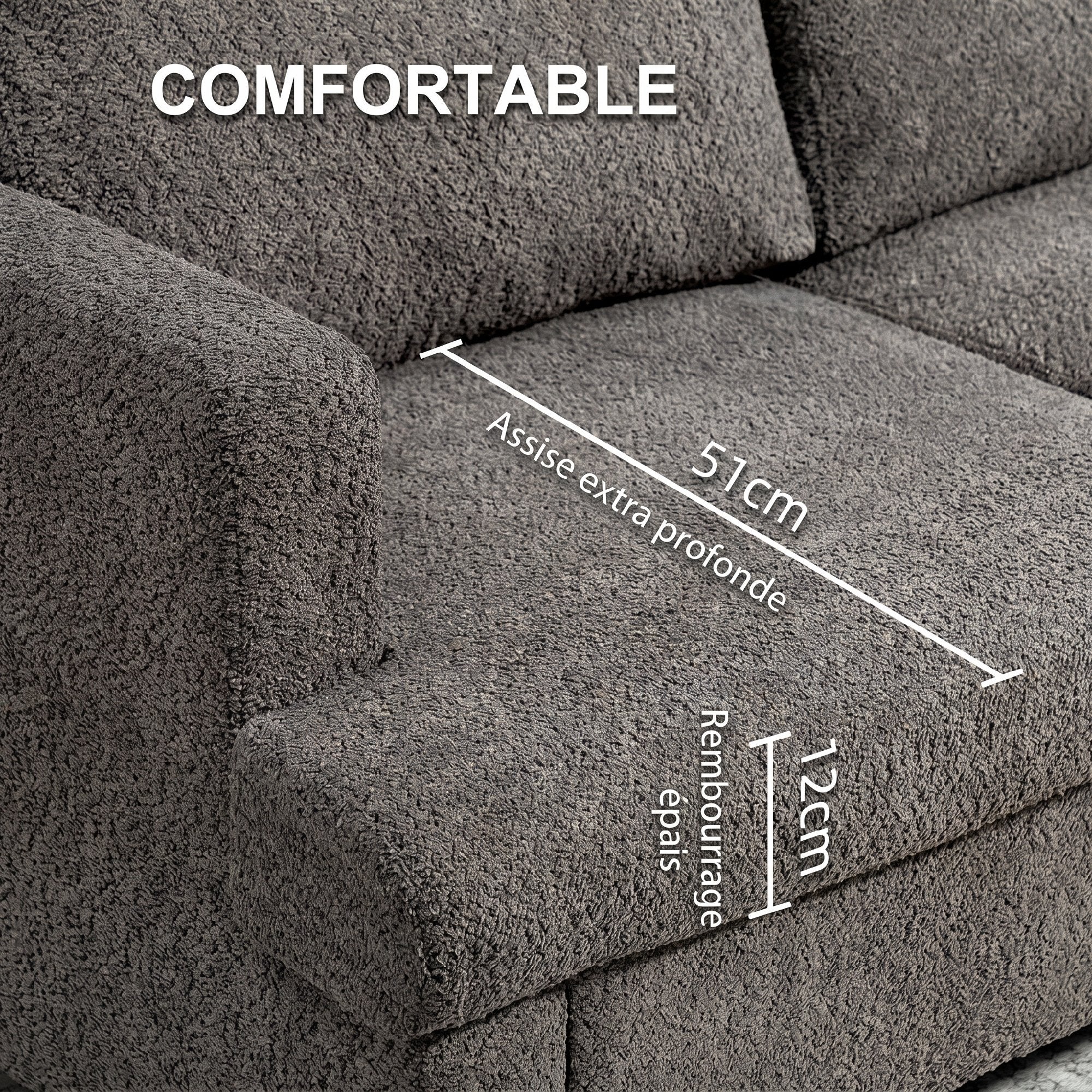Canapé 2 places canapé de salon 140 cm style moderne avec coussins de dossier amovibles et accoudoirs, mini sofa pour chambre, appartement, petit espace, gris foncé