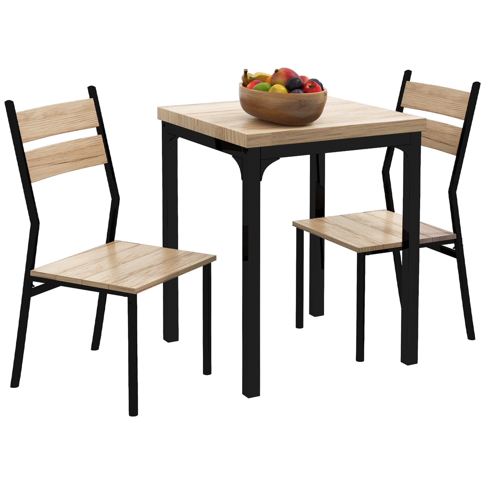 Ensemble table et chaises pour 2 personnes, table de cuisine avec chaises, table à manger 3 pièces avec 2 chaises encastrables, pour cuisine salon maison, bois de chêne clair