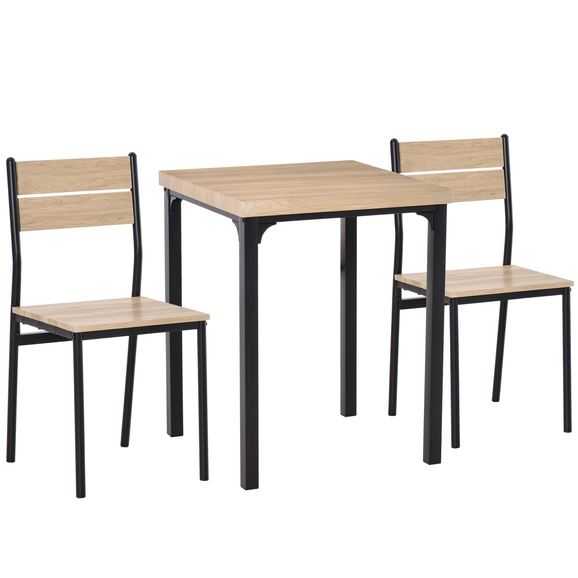 Ensemble table et chaises pour 2 personnes, table de cuisine avec chaises, table à manger 3 pièces avec 2 chaises encastrables, pour cuisine salon maison, bois de chêne clair