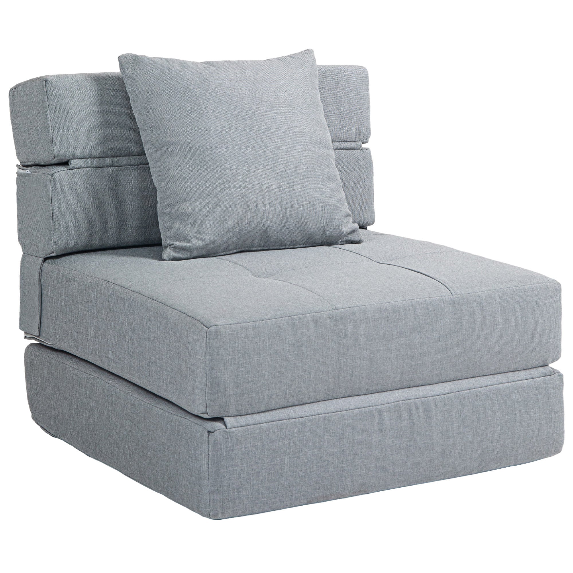 Fauteuil convertible 1 place fauteuil lit chauffeuse 1 place - coussin déhoussable inclus - chaise de sol pour invités, salon, charge 120 kg, gris clair