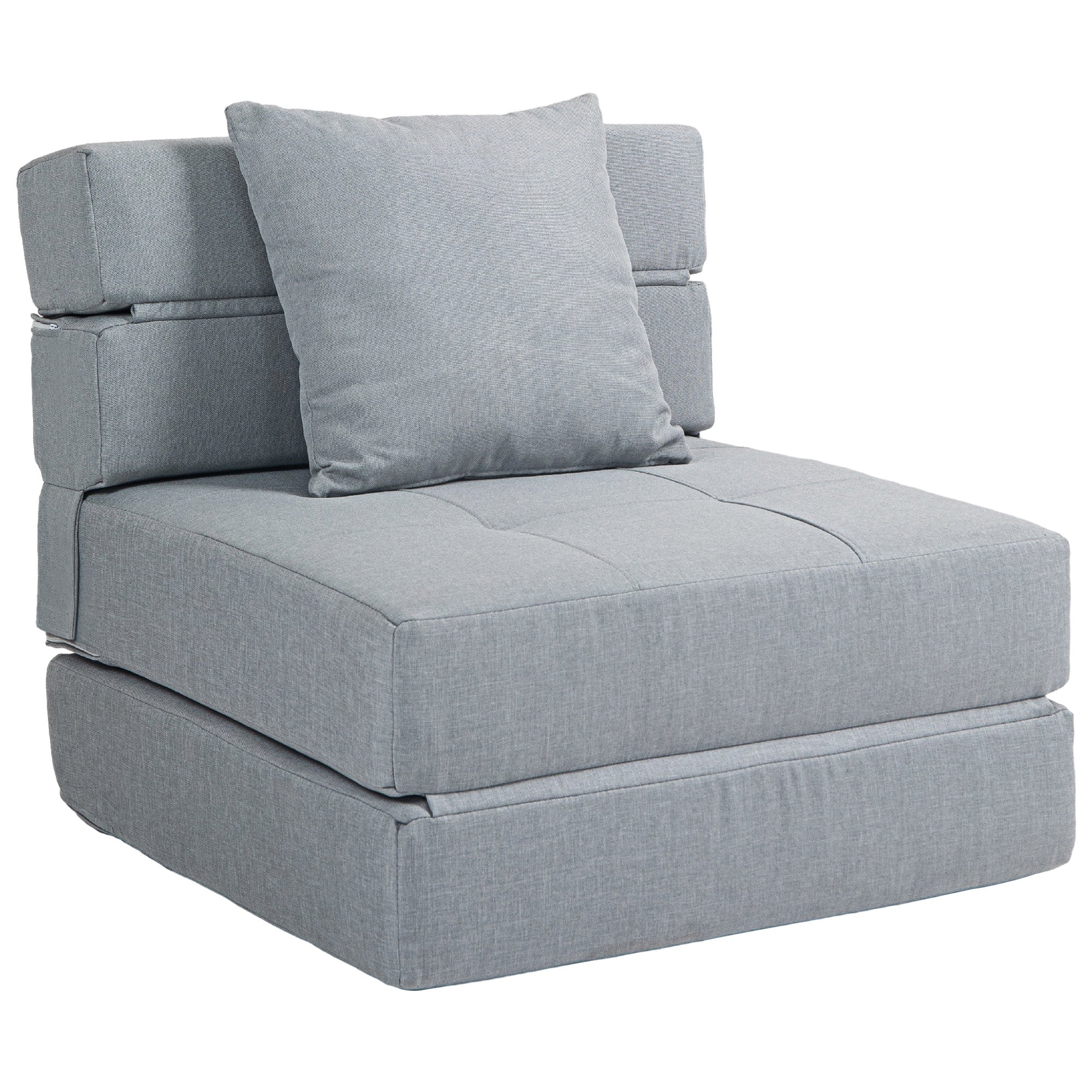 Fauteuil convertible 1 place fauteuil lit chauffeuse 1 place - coussin déhoussable inclus - chaise de sol pour invités, salon, charge 120 kg, gris clair