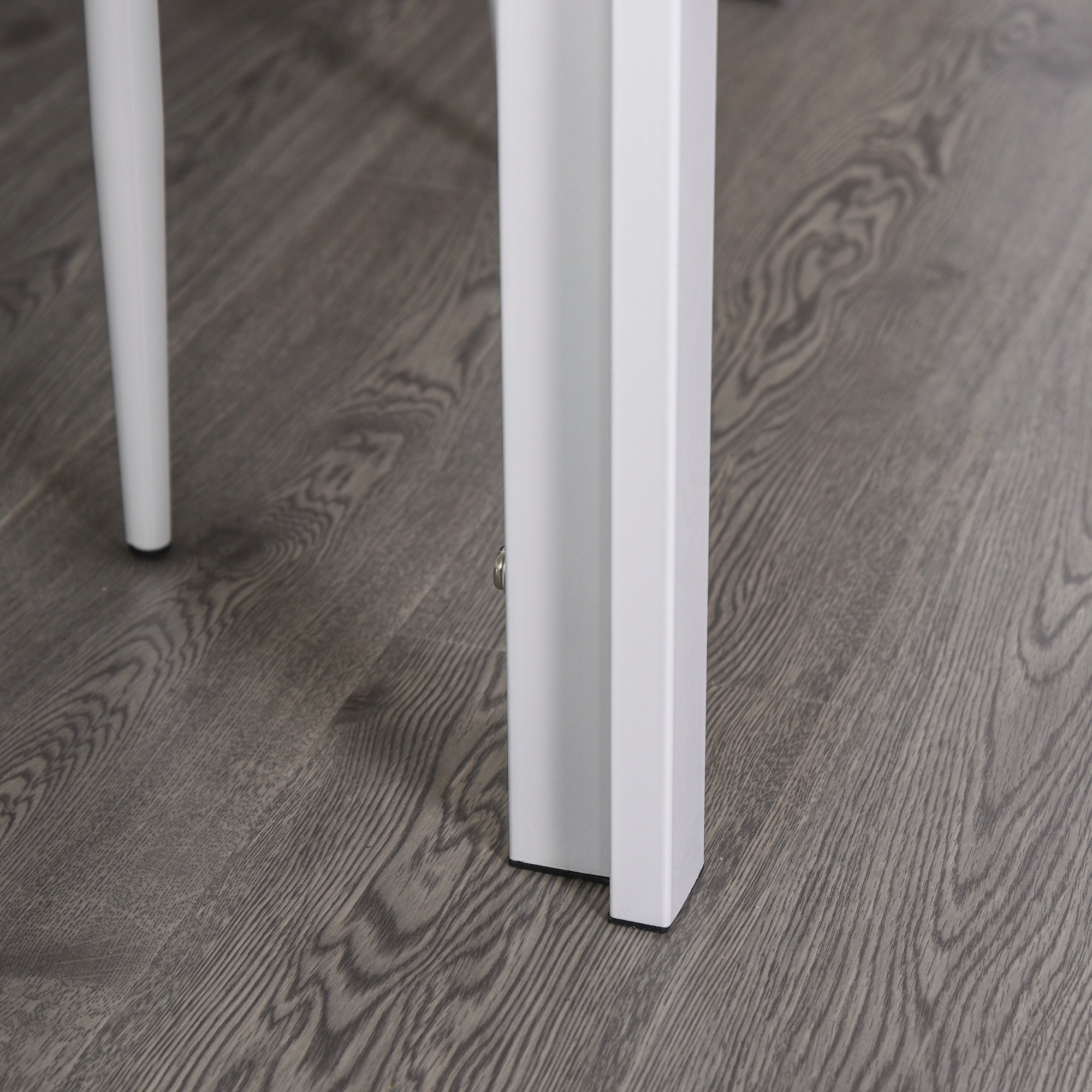 Ensemble table à manger et chaises pour 4 personnes, table de cuisine avec chaises, plateau rectangulaire en verre, structure en métal, pour cuisine salon maison, blanc