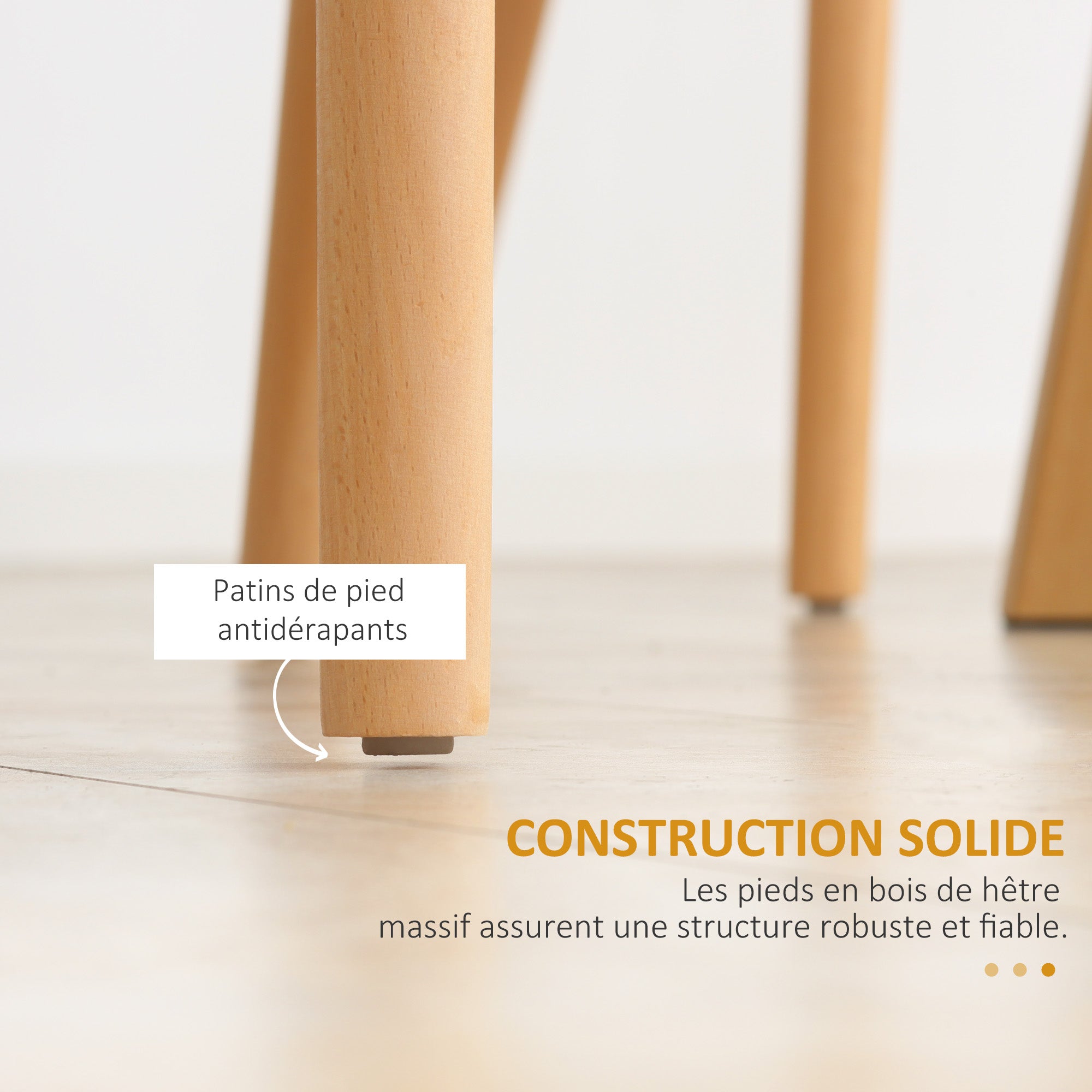 Lot de 4 chaises de salle à manger, chaises de cuisine, style scandinave, dossier haut, assise en polypropylène, pieds en hêtre, pour salon, chambre, cuisine, bureau, blanc