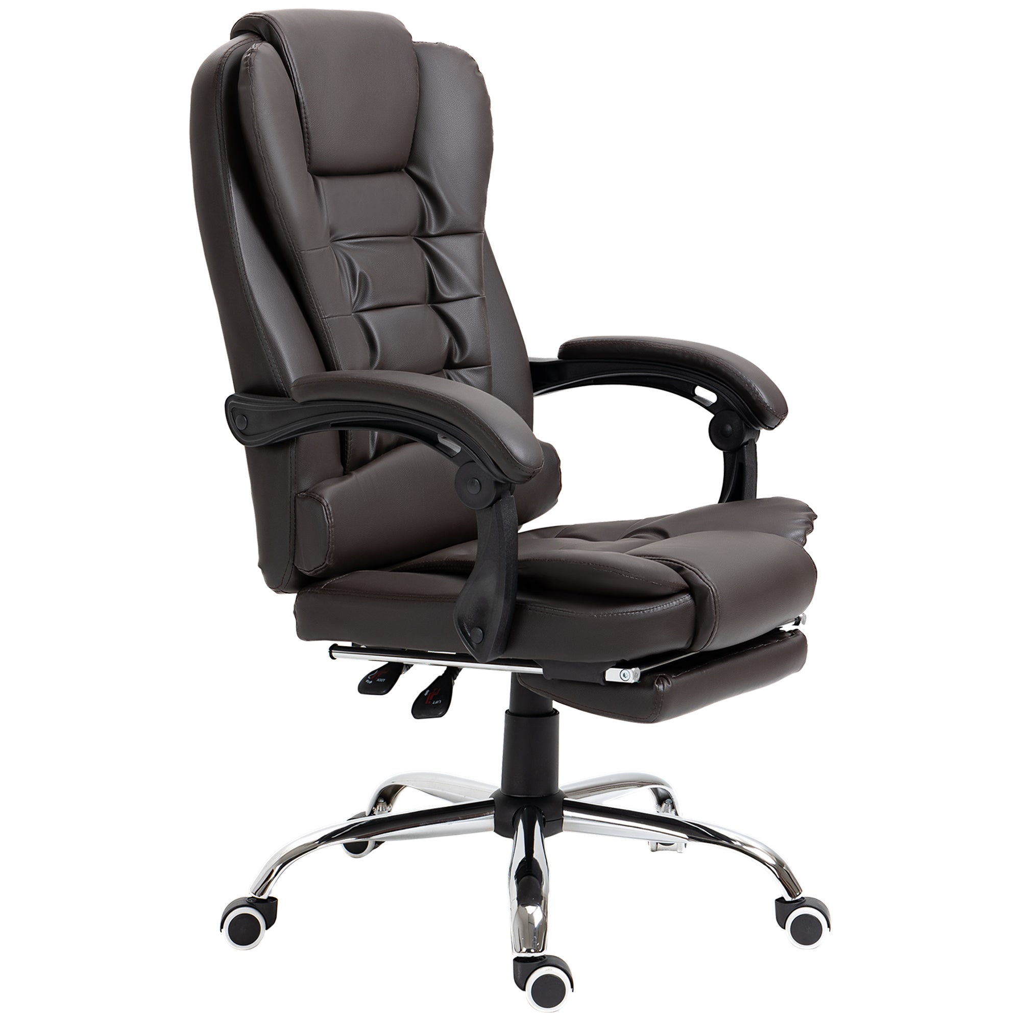 Fauteuil de bureau fauteuil manager grand confort dossier inclinable roulettes PU 64,5 x 69 x 117 cm Café