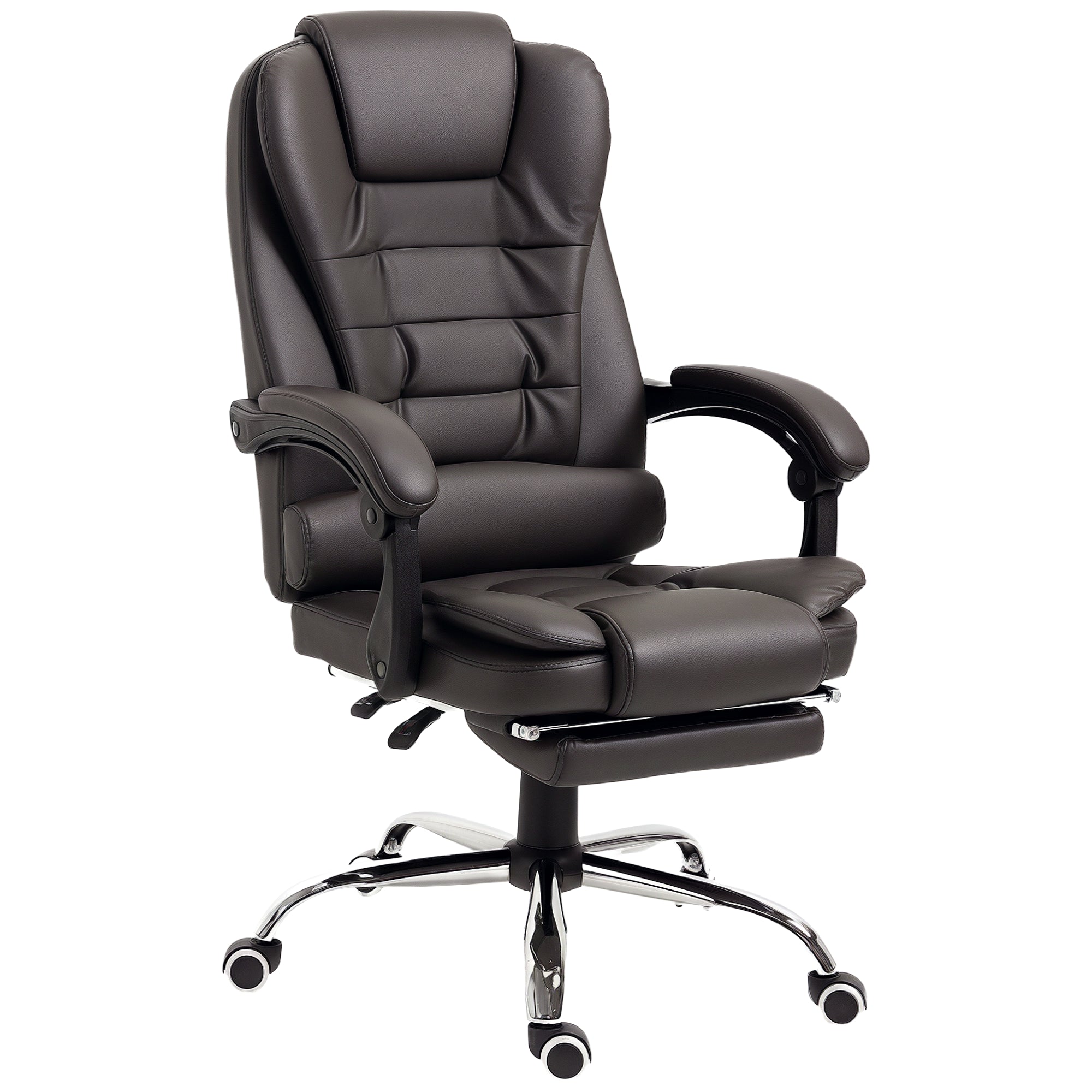 Fauteuil de bureau fauteuil manager grand confort dossier inclinable roulettes PU 64,5 x 69 x 117 cm Café
