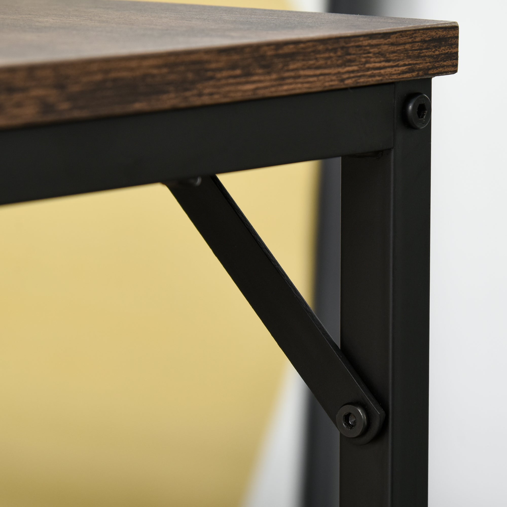 Ensemble Table de Bar Industriel + 4 tabourets Repose-Pieds en Bois couleur Chêne Cadre en métal Noir