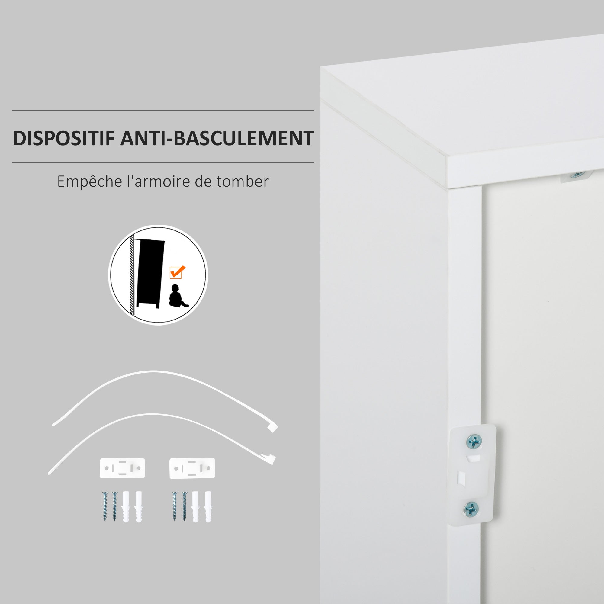 Meuble de rangement buffet commode armoire de rangement avec 2 tiroirs et 2 placards à portes, étagères réglables, pour salon, cuisine, chambre, 79 x 36 x 74 cm blanc