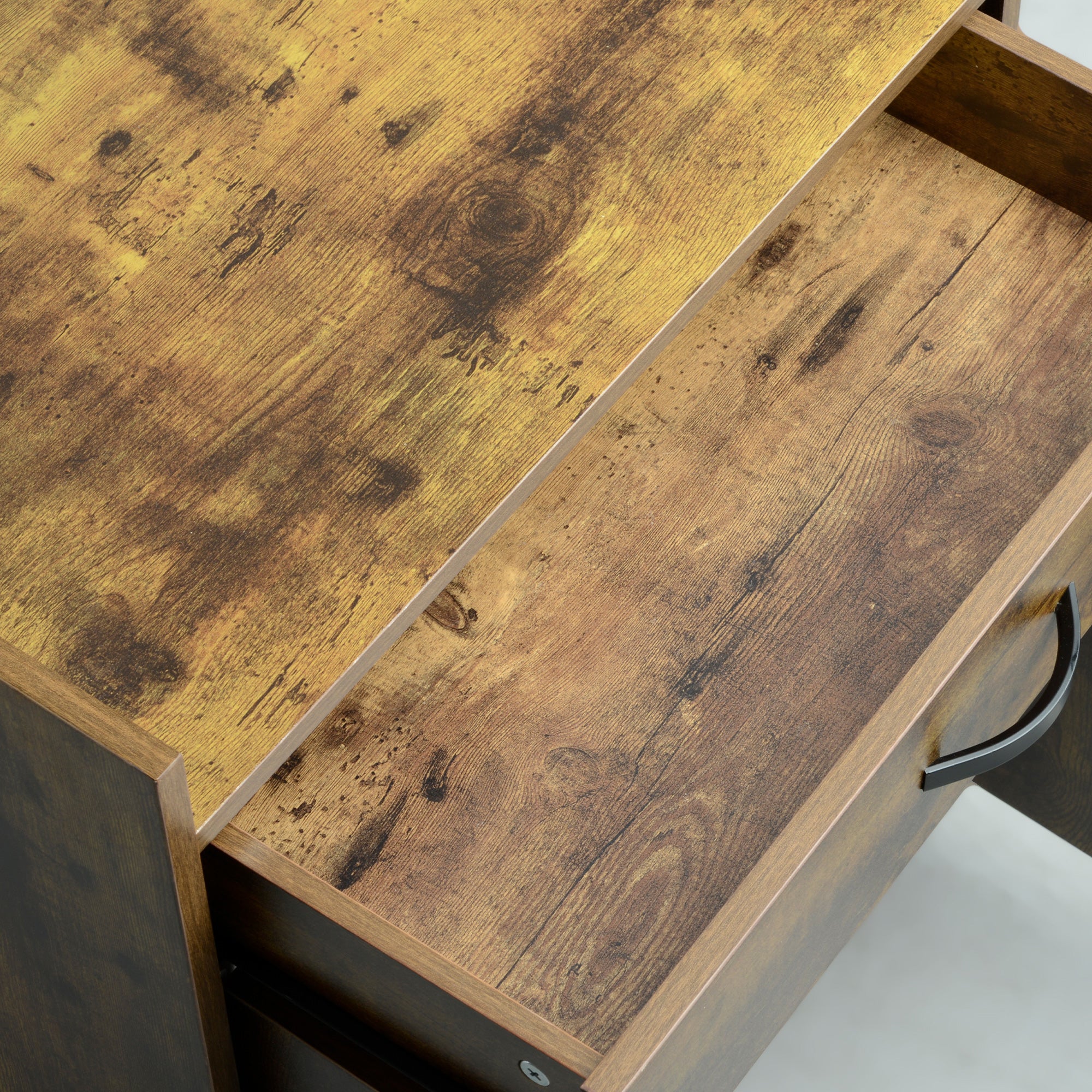 Chariot de service desserte de cuisine à roulettes tiroir placard 2 portes étagère en bois effet bois d'acajou