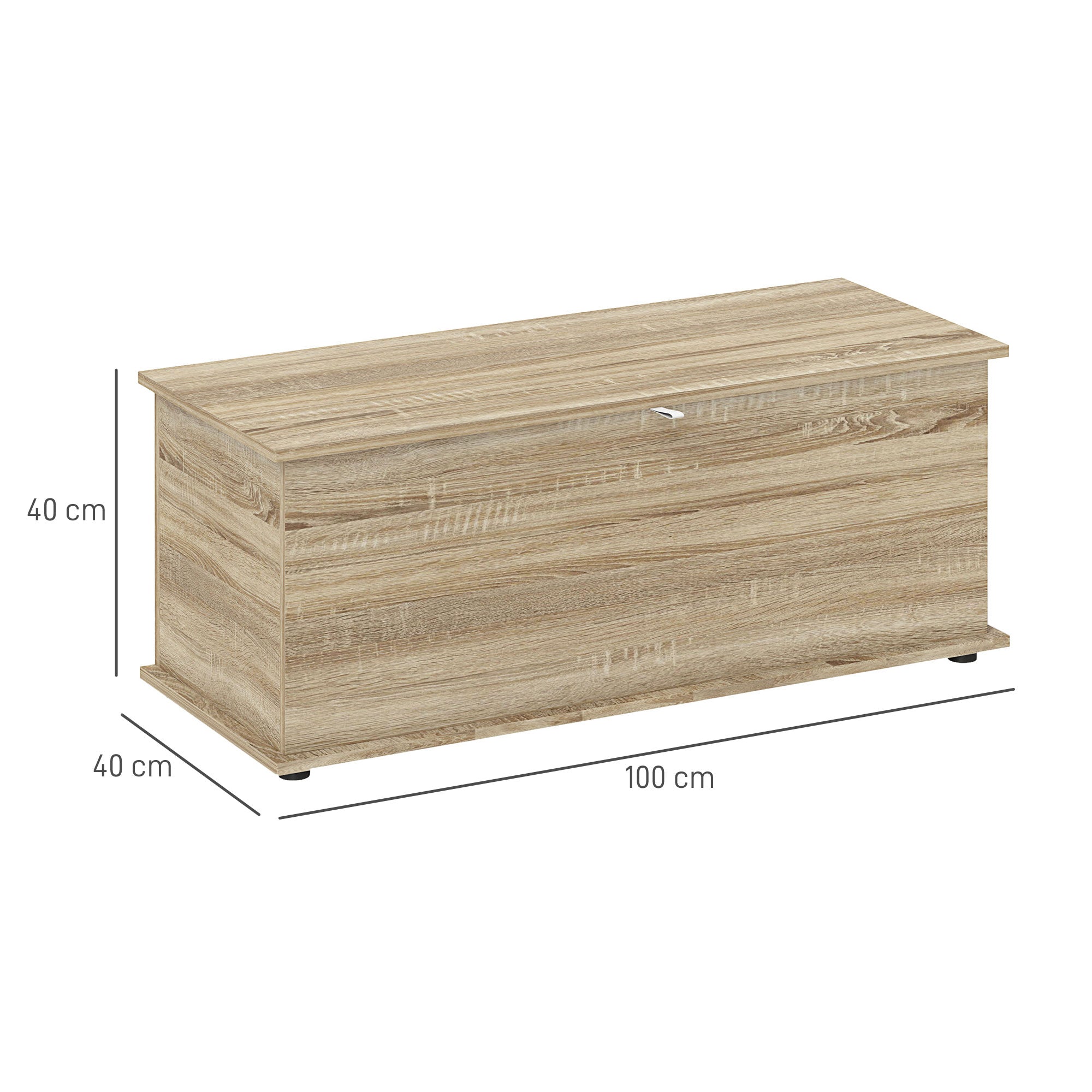Coffre de rangement, banc de rangement avec couvercle rabattable et charnières de sécurité, banc chaussures, meuble d'entrée, couloir, chambre, salon, 100 x 40 x 40 cm, effet bois naturel