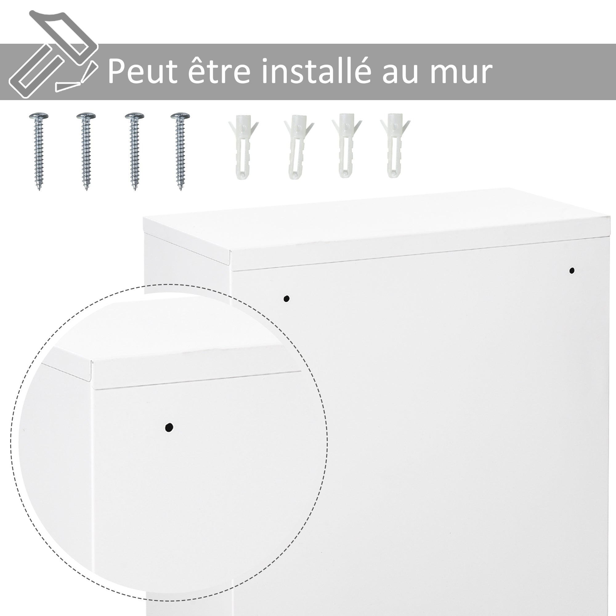 Armoire à Pharmacie 2 étagères 3 Niveaux verrouillable dim. 40L x 18l x 60H cm 2 clés métal Blanc