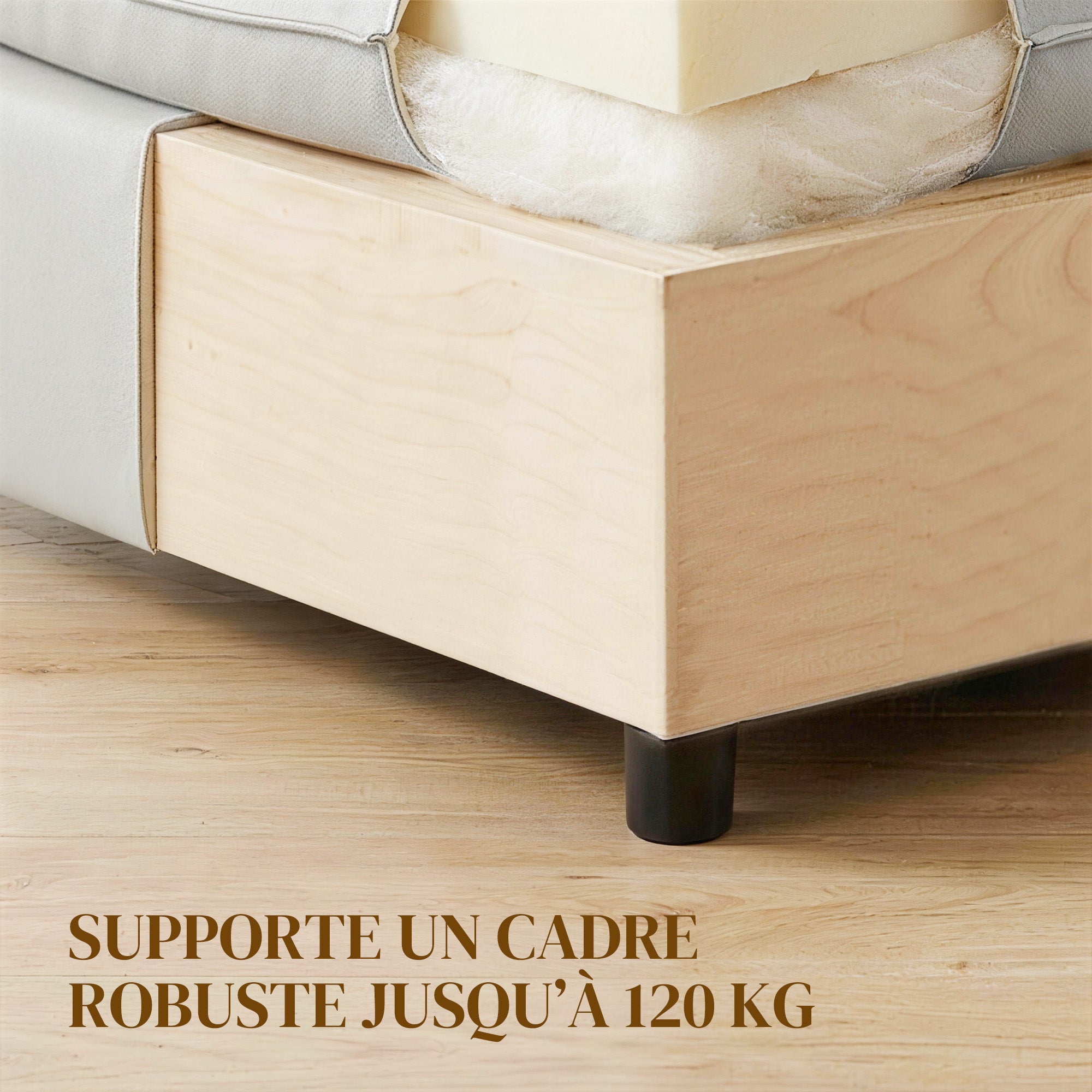 Repose pied salon carré, ottoman, siège rembourré avec pieds en plastique, pouf salon pour chambre à coucher, entrée, 75 x 75 x 40 cm, gris