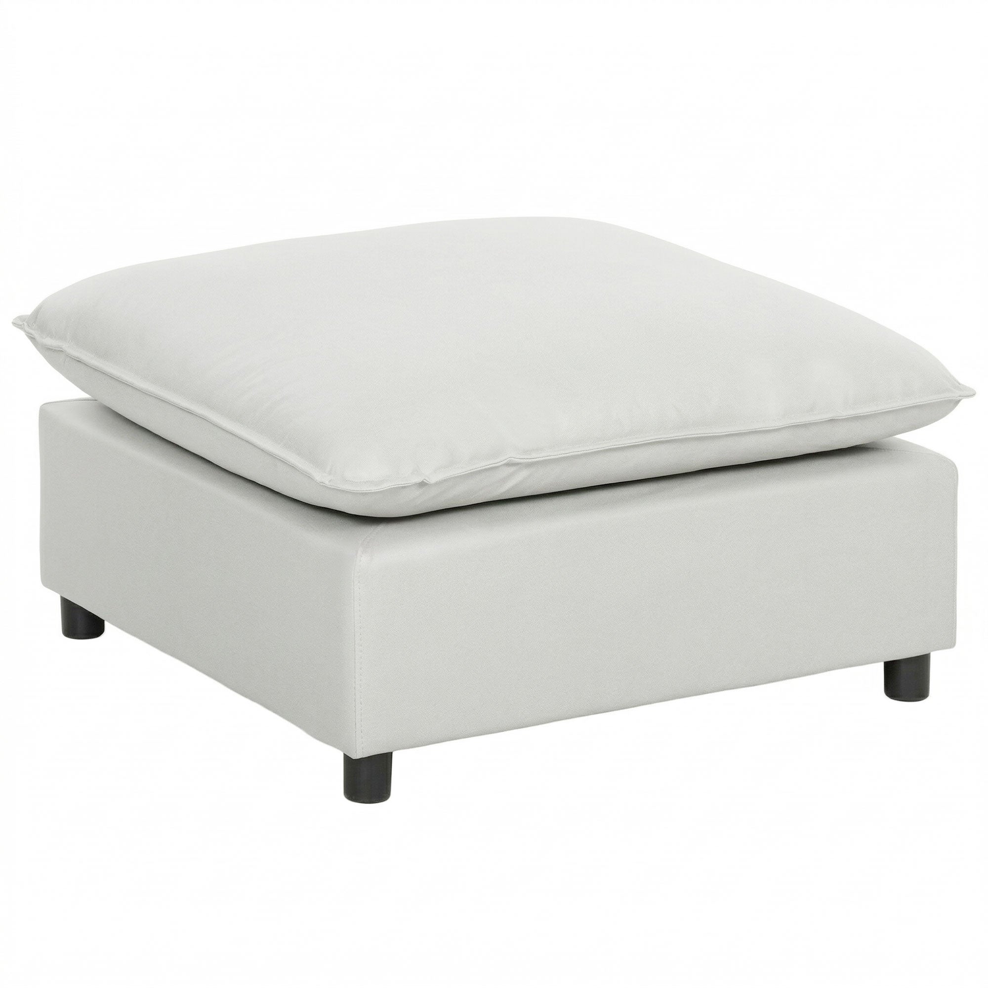 Repose pied salon carré, ottoman, siège rembourré avec pieds en plastique, pouf salon pour chambre à coucher, entrée, 75 x 75 x 40 cm, gris