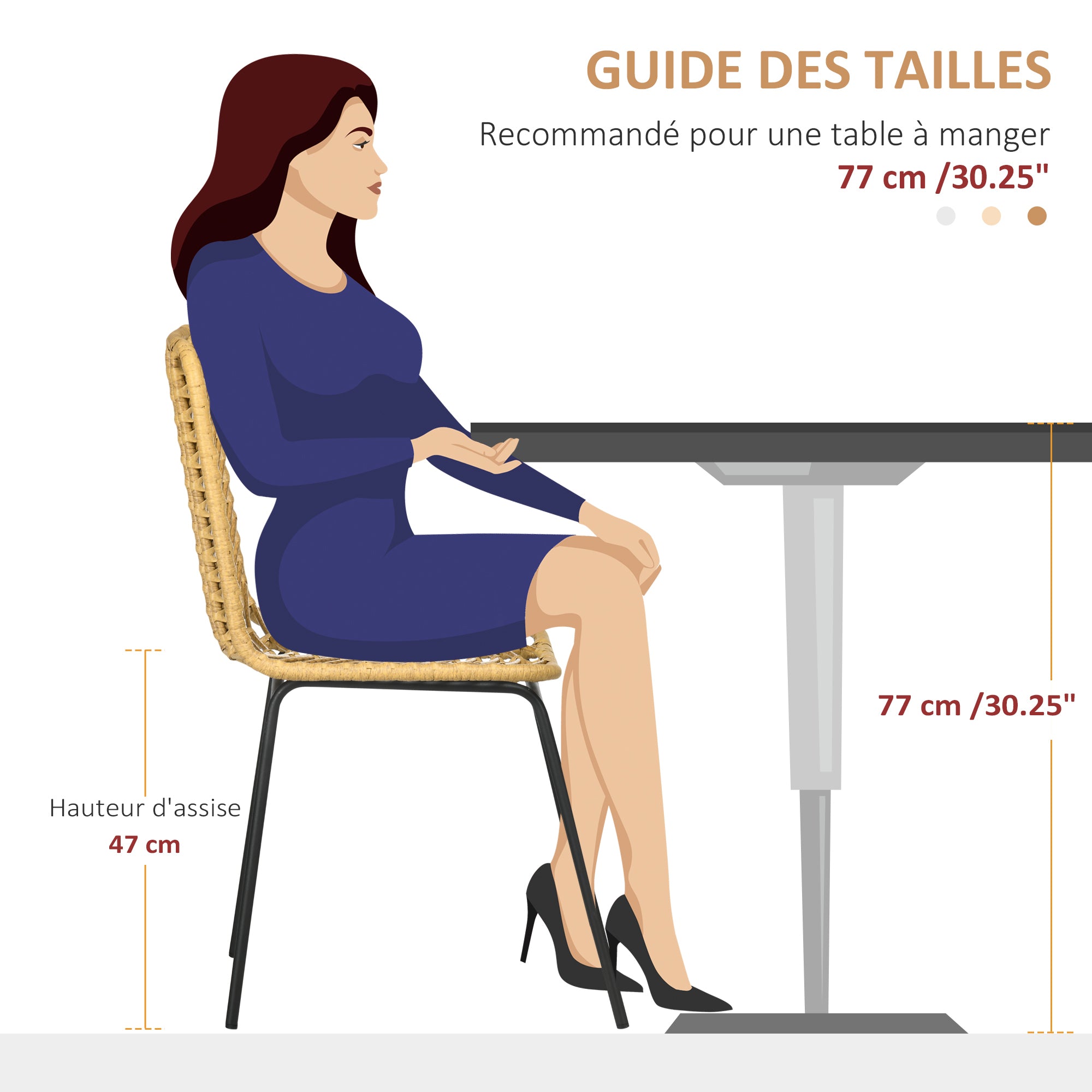 Lot de 2 chaises de salle à manger chaise de cuisine design bohème en résine tressée imitation rotin et piètement métal - 44 x 58 x 85 cm - jaune
