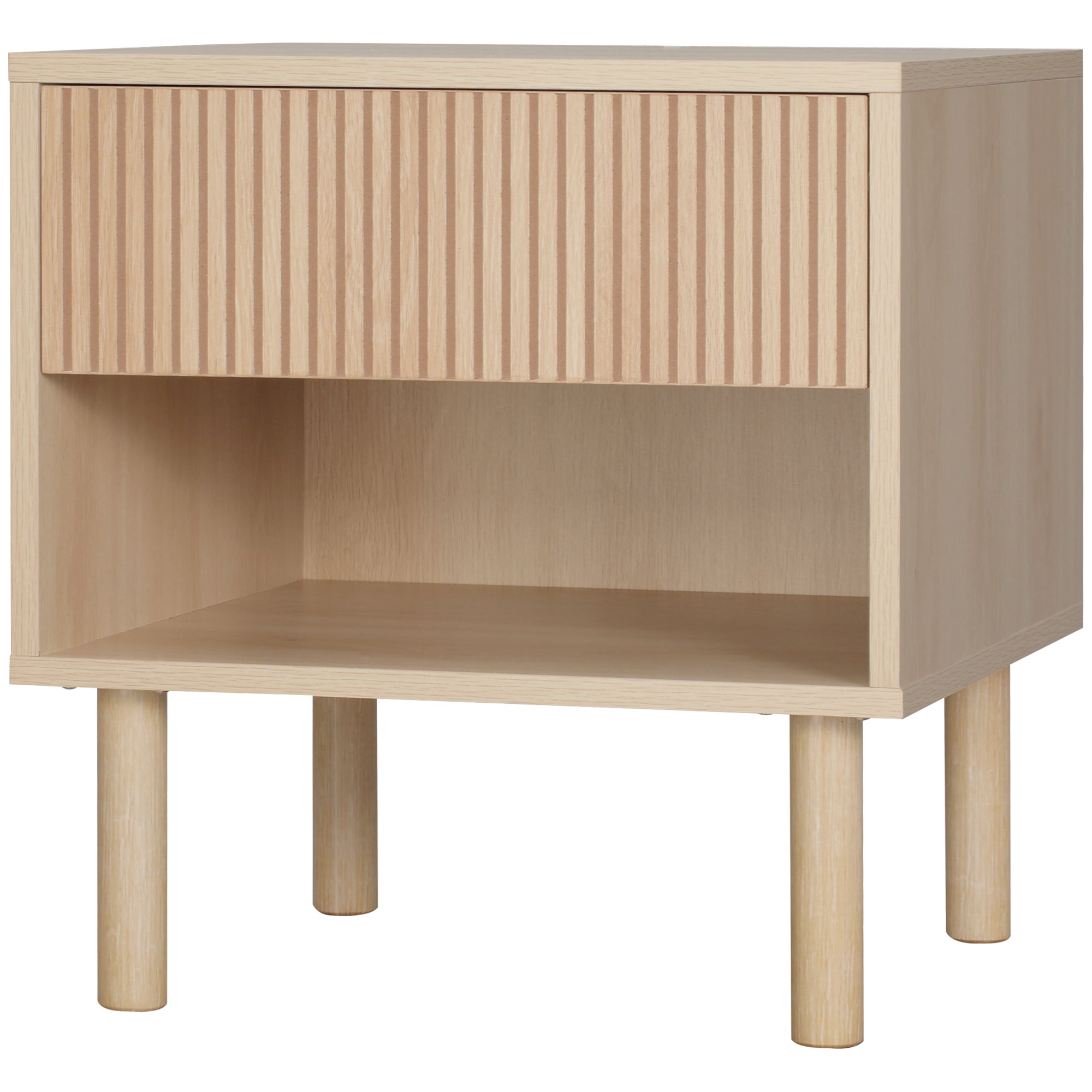 Table de chevet table de nuit avec tiroirs et niches, table d'appoint style moderne pour chambre à coucher, salon, dim. 47 x 47 x 50 cm, finition bois naturel