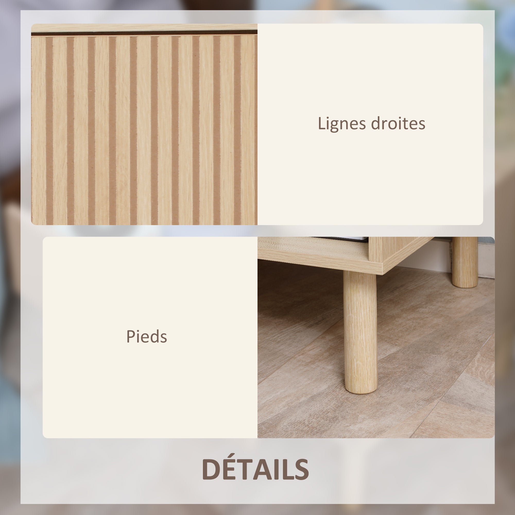 Table de chevet table de nuit avec tiroirs et niches, table d'appoint style moderne pour chambre à coucher, salon, dim. 47 x 47 x 50 cm, finition bois naturel