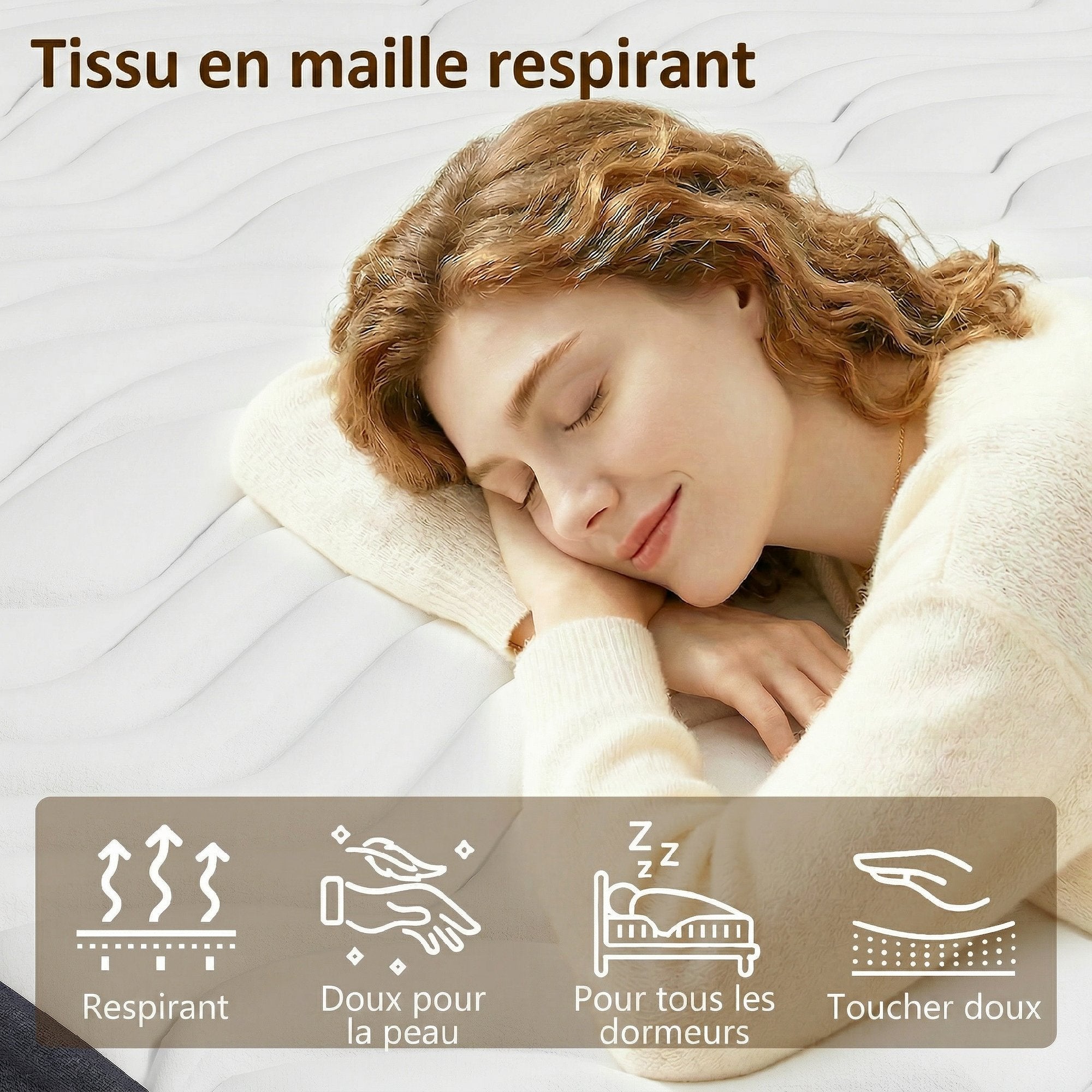 Matelas 200x160cm, Matelas 2 Personnes, Mousse à Mémoire de Forme, 20cm d'Épaisseur, Mousse Découpée en Vagues et Bords Renforcés, Certifié Oeko-Tex, Fermeté Moyenne