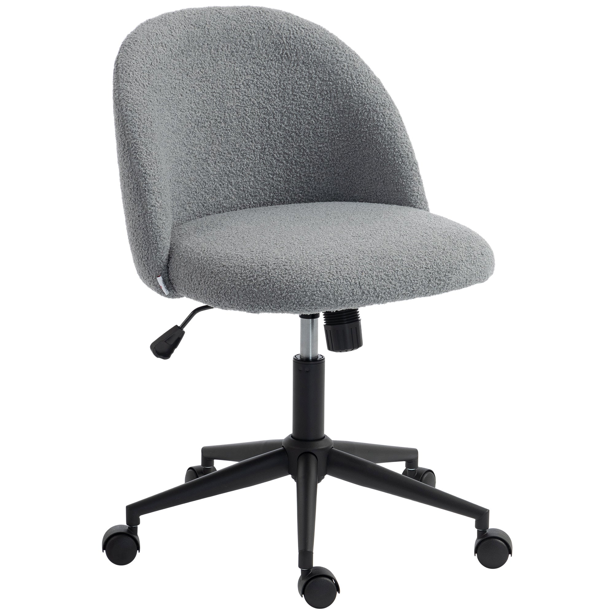 Chaise de Bureau Ergonomique, Fauteuil de Bureau Pivotant en Fourrure Teddy, Hauteur Réglable, Roulettes, Mousse Haute Résilience, Fonction de Bascule, pour Coiffeuse ou Maquillage, Gris