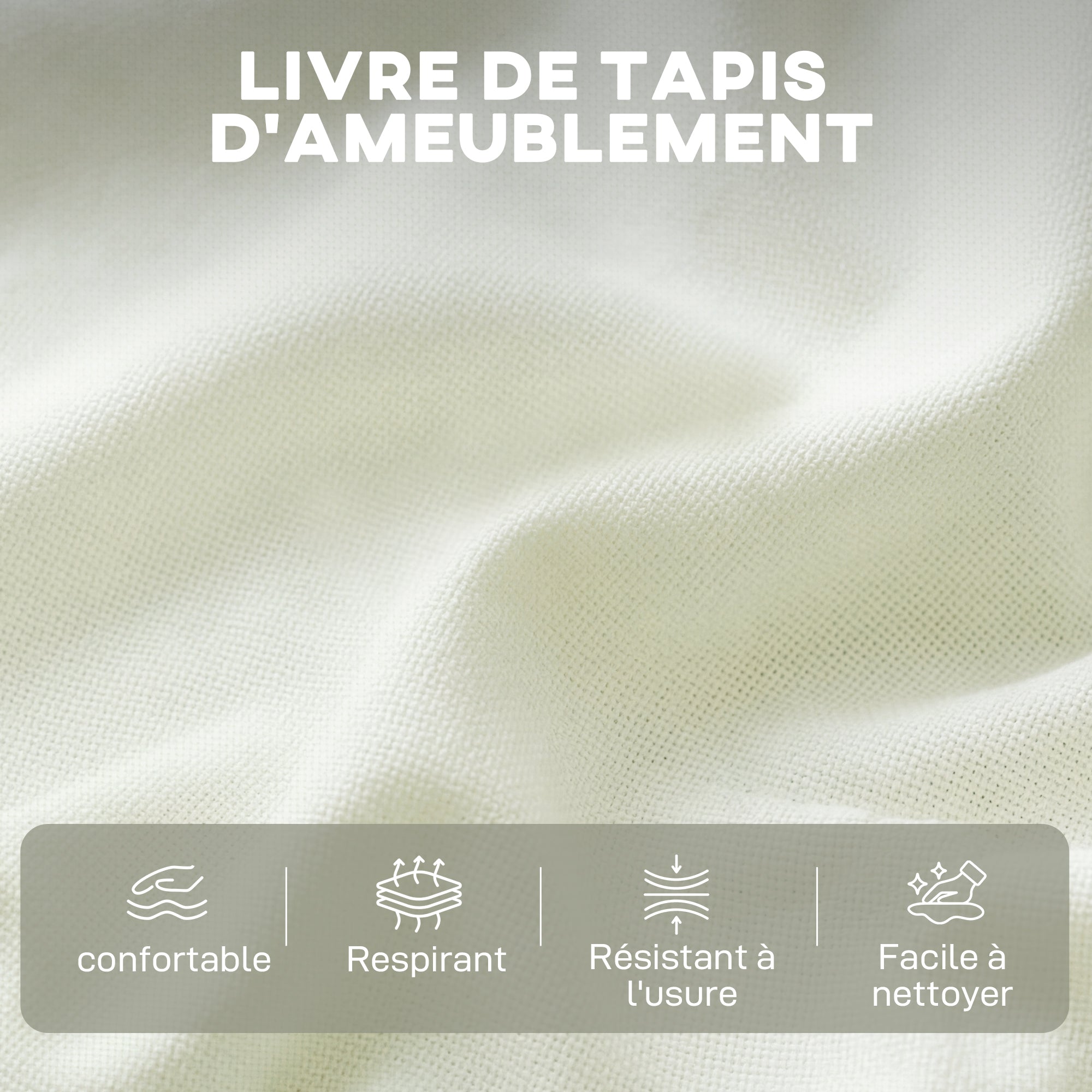 Fauteuil de salon, canapé 1 place moderne sans accoudoirs avec assise large, coussins épais, tissu en lin, fauteuil de lecture pour chambre, salon,petit espace, crème