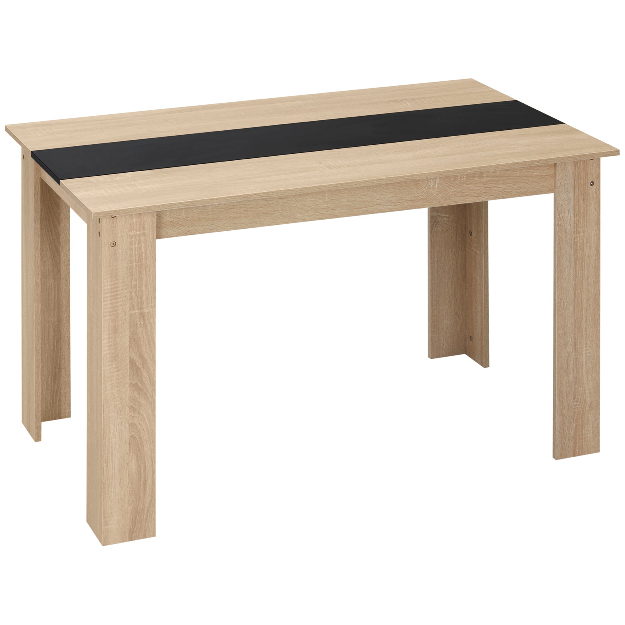 Table à manger rectangulaire pour 4 à 6 personnes, table de cuisine, 120 x 69 x 75 cm, style moderne, pieds triangulaires plus stable, chêne et noir
