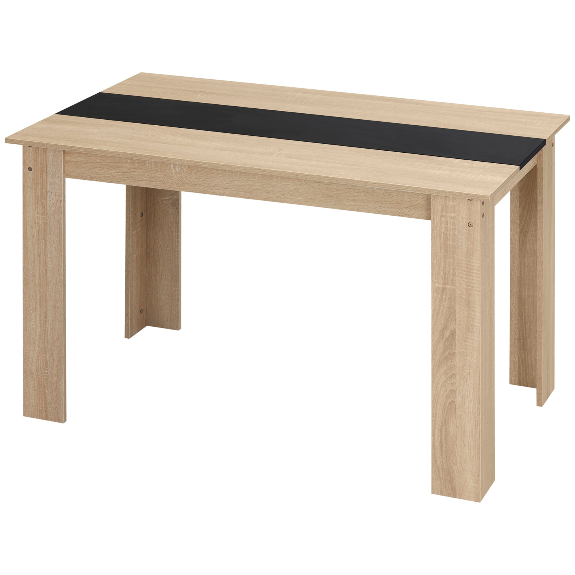 Table à manger rectangulaire pour 4 à 6 personnes, table de cuisine, 120 x 69 x 75 cm, style moderne, pieds triangulaires plus stable, chêne et noir