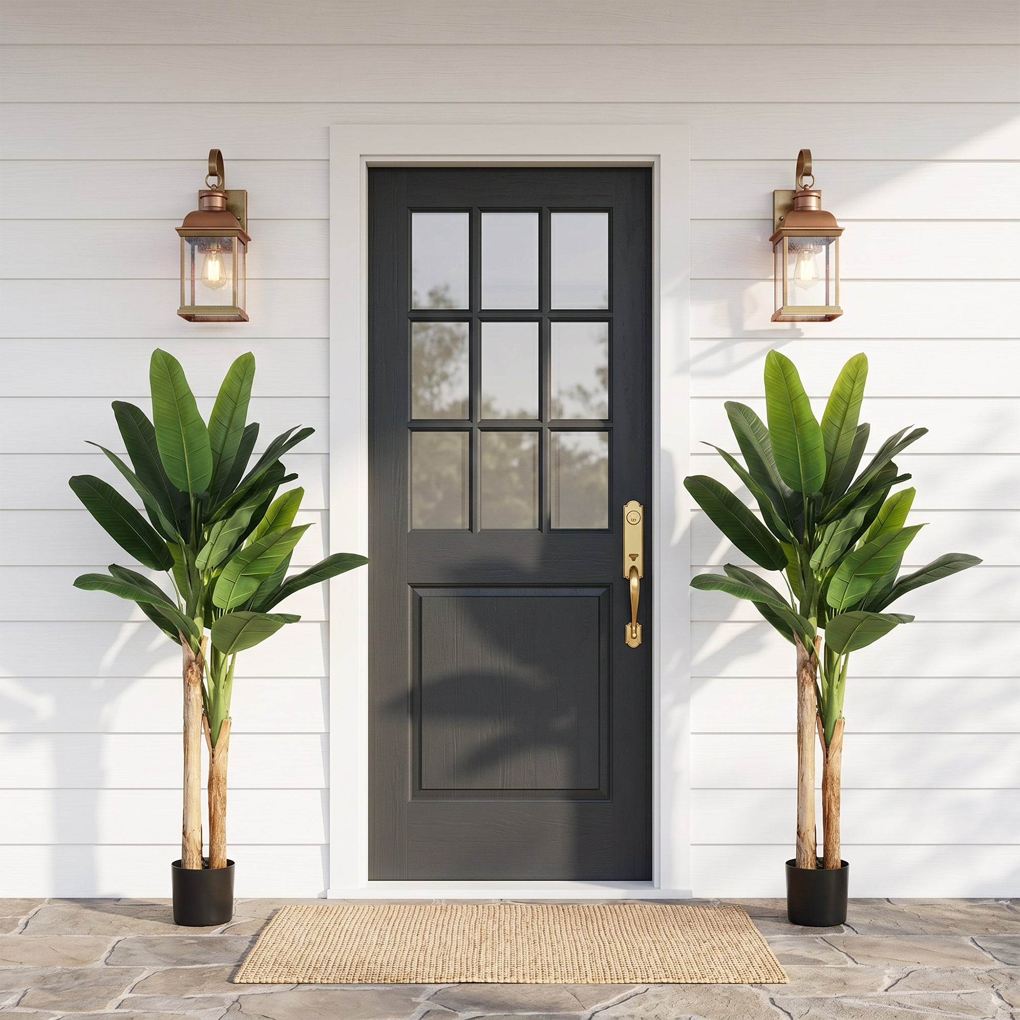 Lot de 2 plantes artificielles intérieurs 150 cm bananier arbre artificiel en pot avec des feuilles réalistes, fausse plante vert décoration pour maison, bureau, salon, chambre