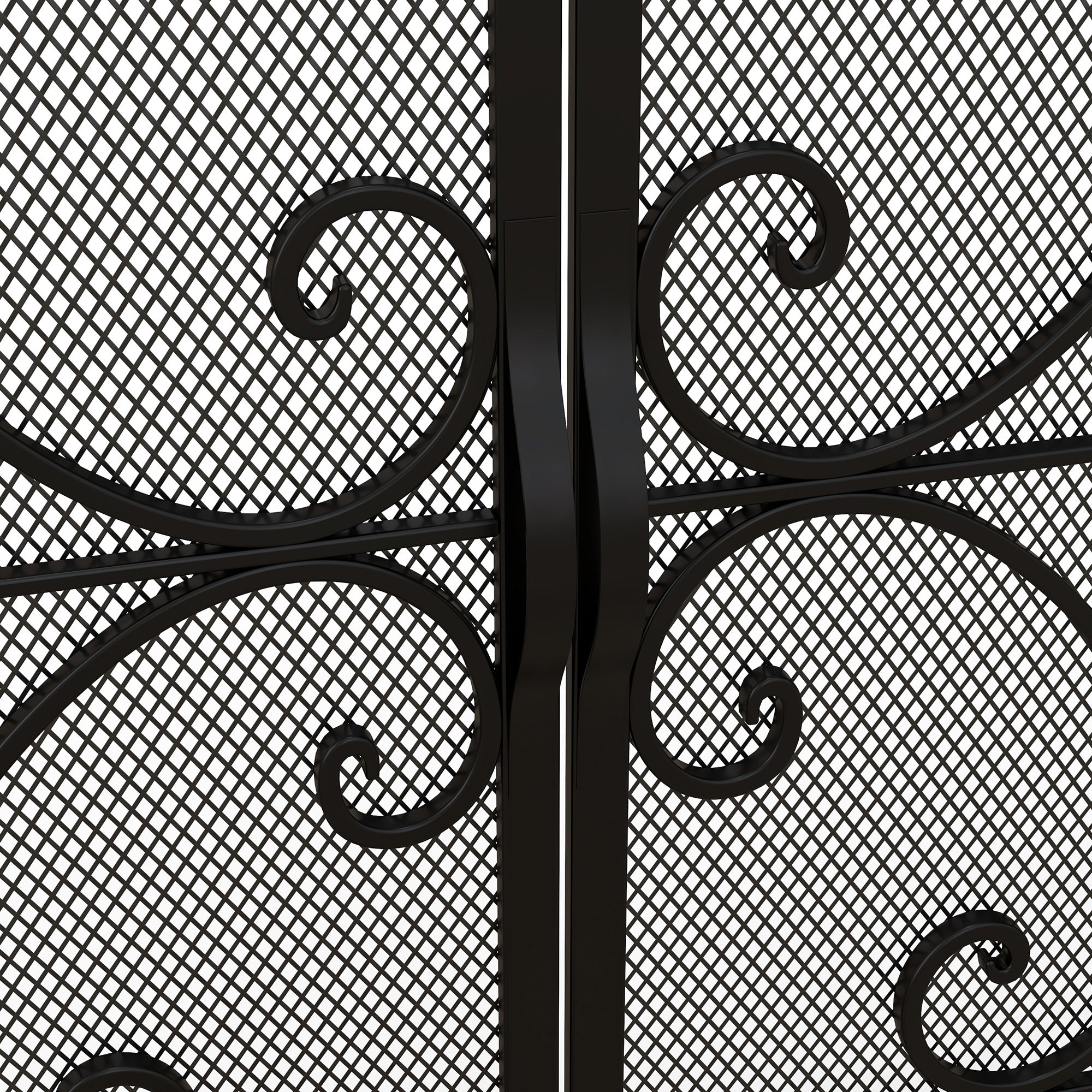 Pare-feu cheminée, grille de protection pour cheminée, panneau unique en maille d'acier, sommet arqué, serviteur cheminée avec double porte magnétiques, 105 x 40 x 80,5 cm, noir