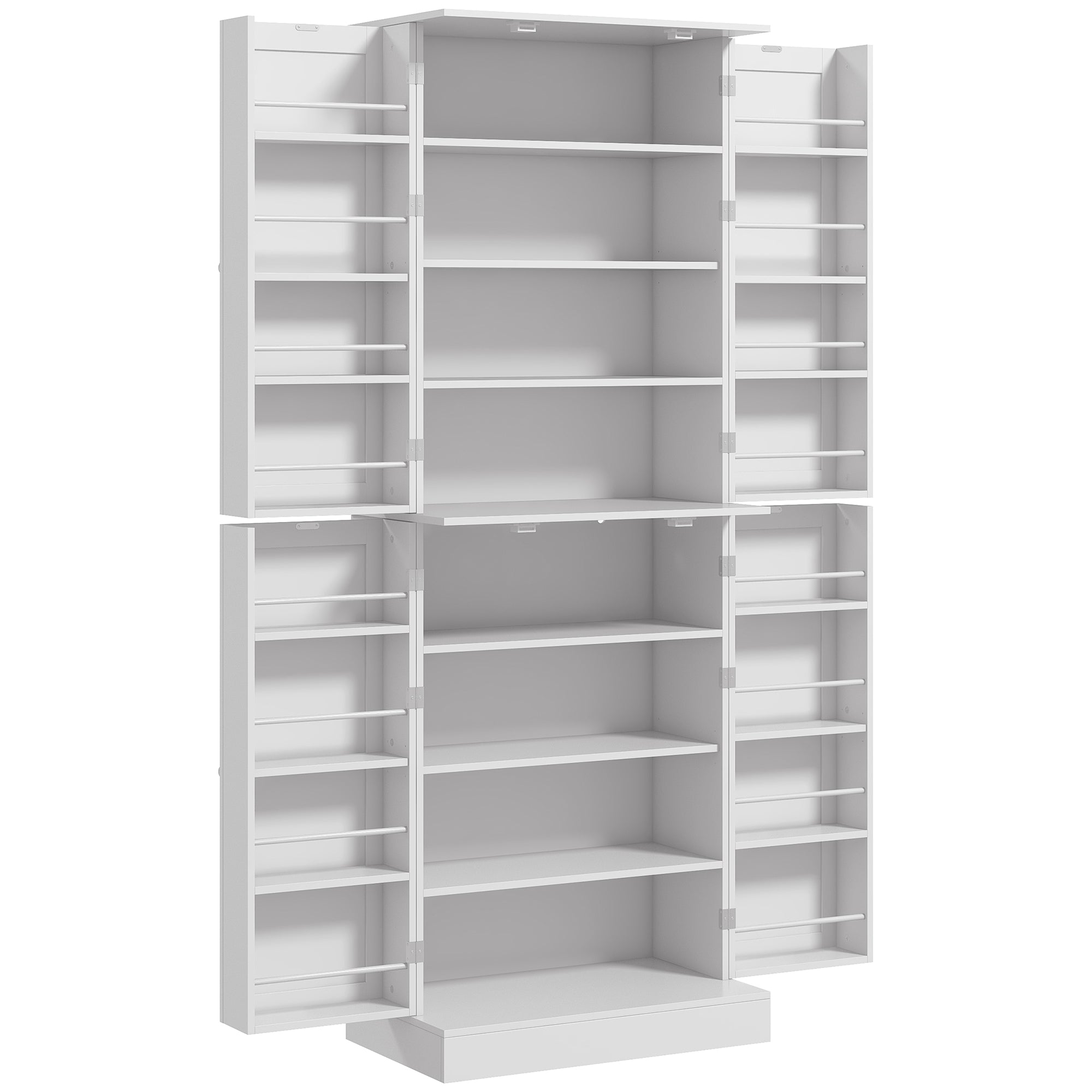 Armoire de cuisine buffet cuisine vaisselier meuble de rangement style moderne avec placards, étagère réglable et porte-épices pour salle à manger, salon, 60 x 35 x 166 cm, blanc