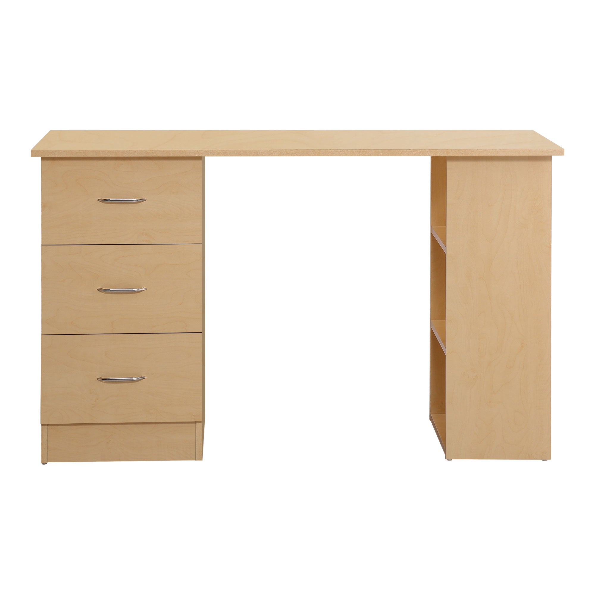 Bureau avec rangement, table informatique 120 x 50 cm, bureau d'ordinateur avec étagères et tiroirs, pour petits espaces, chambre à coucher, aspect bois clair
