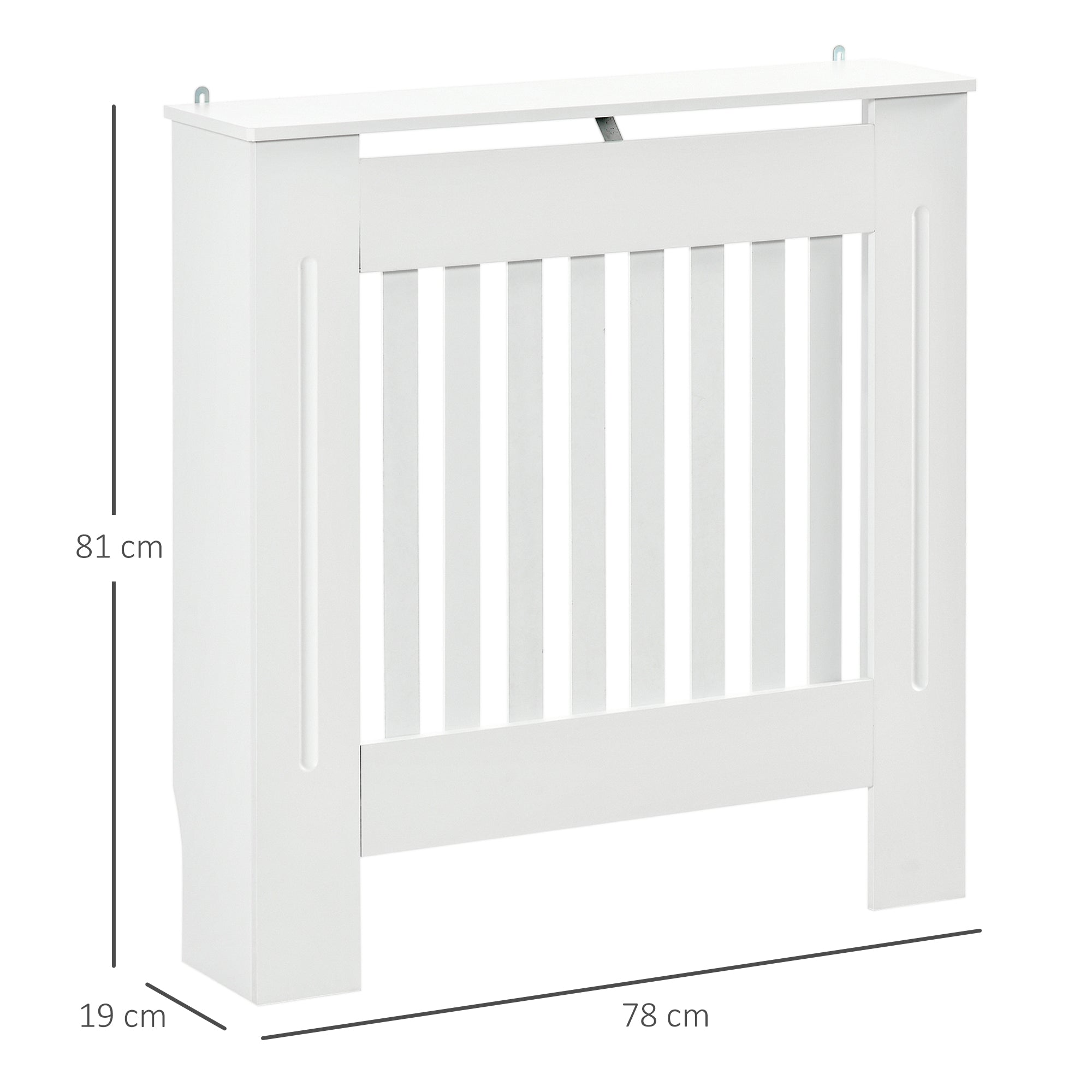 Cache-radiateur couverture radiateur grille d'aération verticale à lattes 78L x 19l x 81H cm en bois Blanc