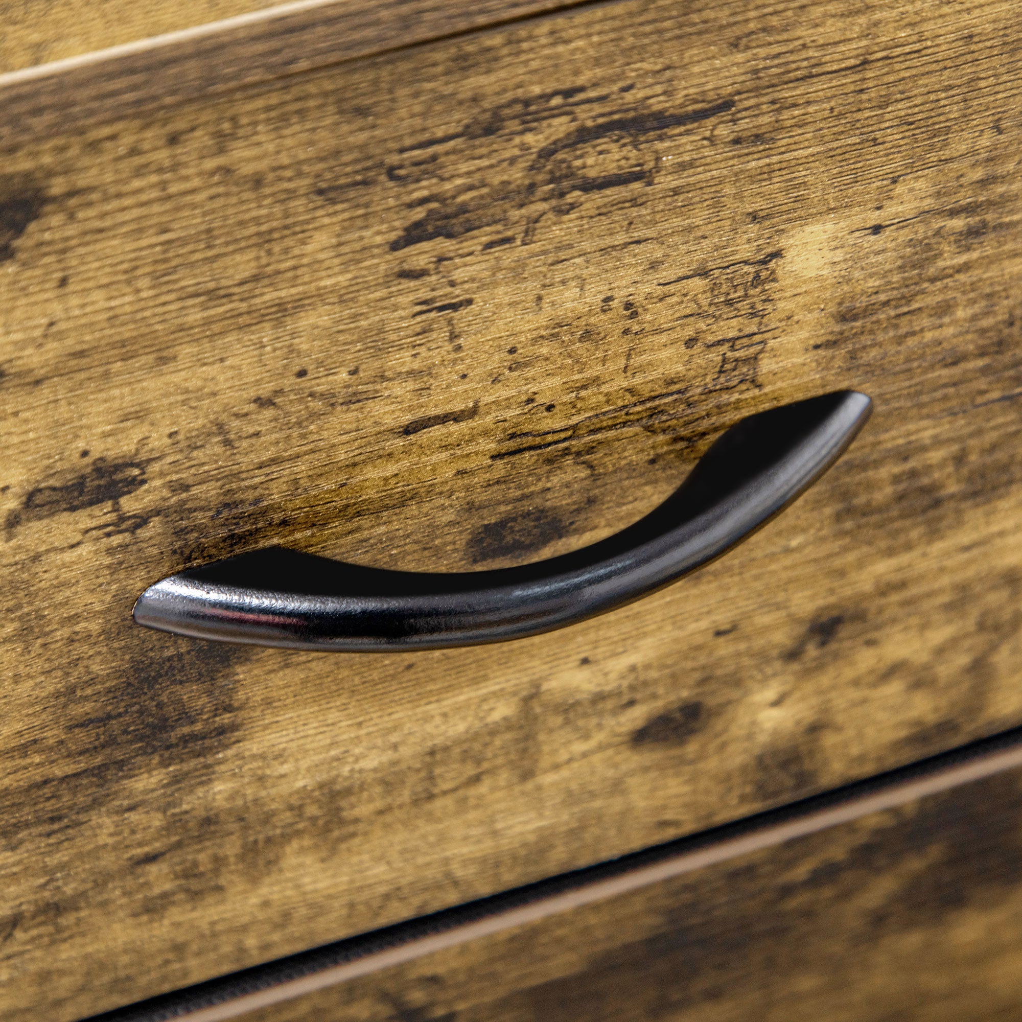 Meuble de rangement, commode, buffet de rangement style industriel 6 tiroirs pliables 2 étagères acier et bois - 84 x 30 x 92 cm