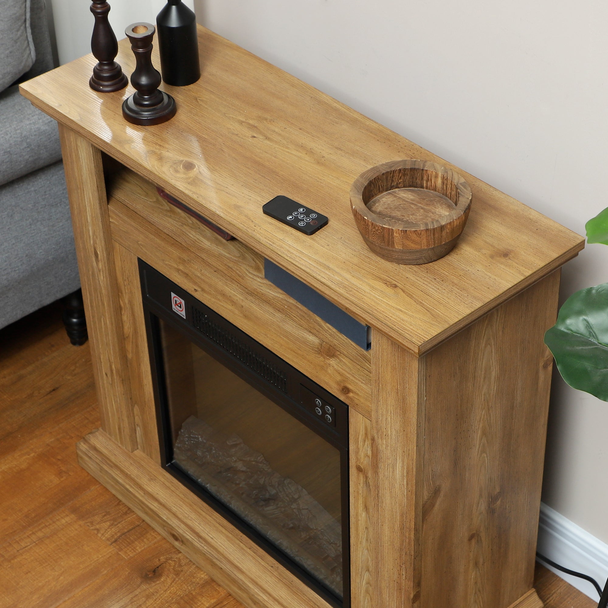 Cheminée électrique, effet flamme 3D, chauffage 1800W, luminosité réglable, télécommande, minuterie, cheminée décorative, sécurité renforcée, 81,5 x 30 x 76,2 cm, brun effet bois