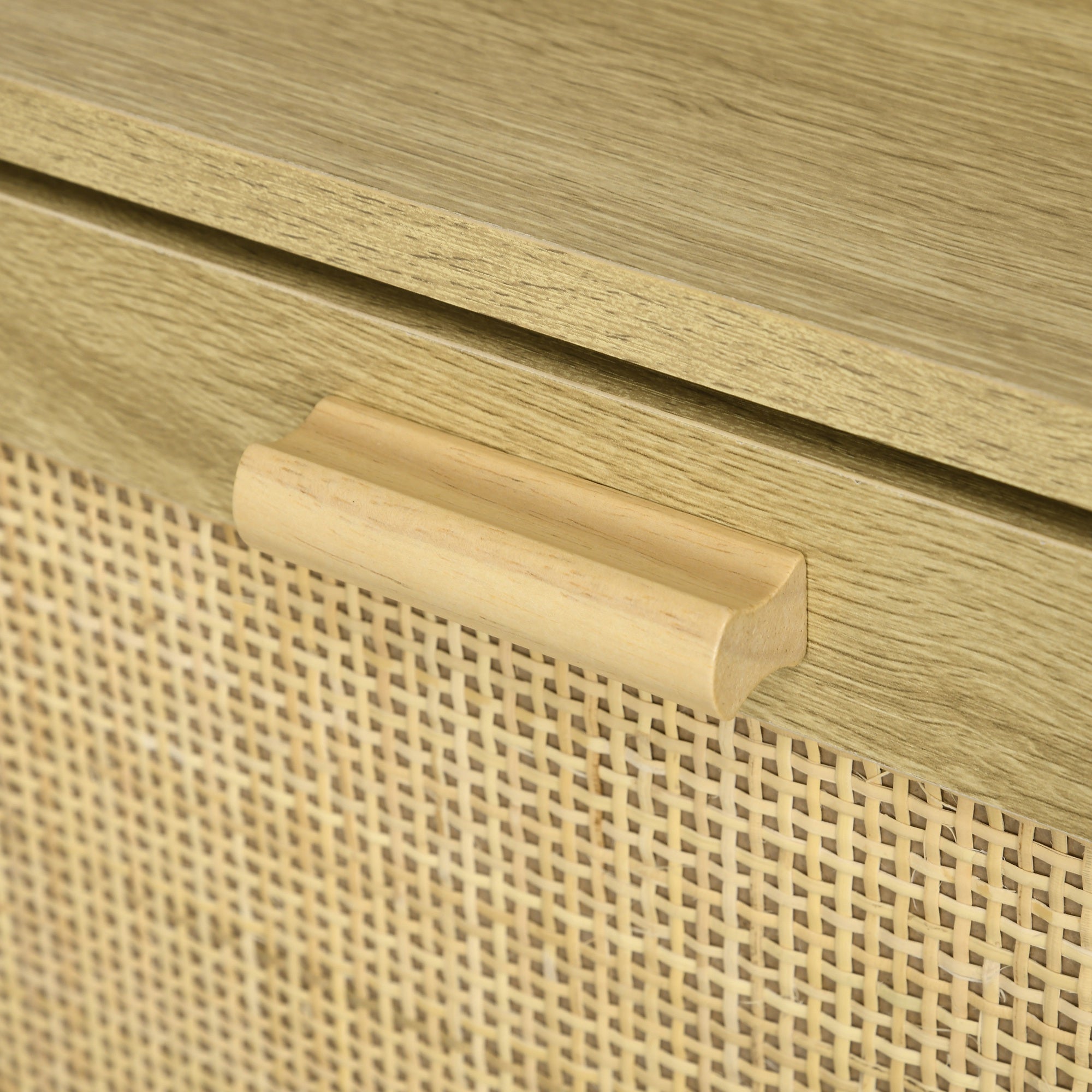 Meuble à chaussures étagère à chaussures armoire 2 portes abattants 12 paires, effet rotin tissé design bohème - dim. 80L x 24,5l x 110H cm naturel