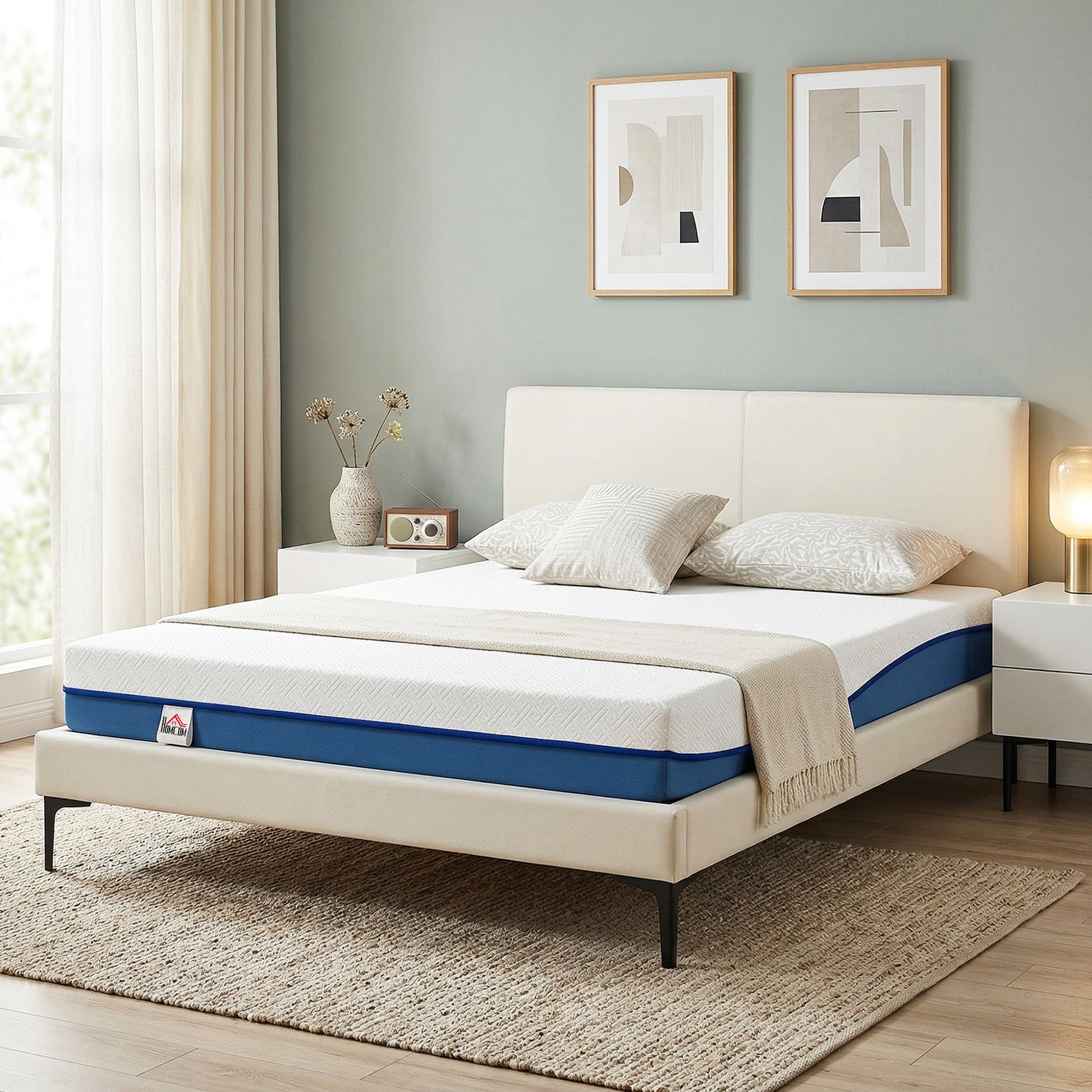 Matelas 160x200cm, Matelas 2 Personnes, Mousse à Mémoire de Forme au Thé Vert, 20cm d'Épaisseur, Lit Rafraîchissant avec Gel Mémoire, Housse Amovible Lavable, Certifié Oeko-Tex, Fermeté Moyenne
