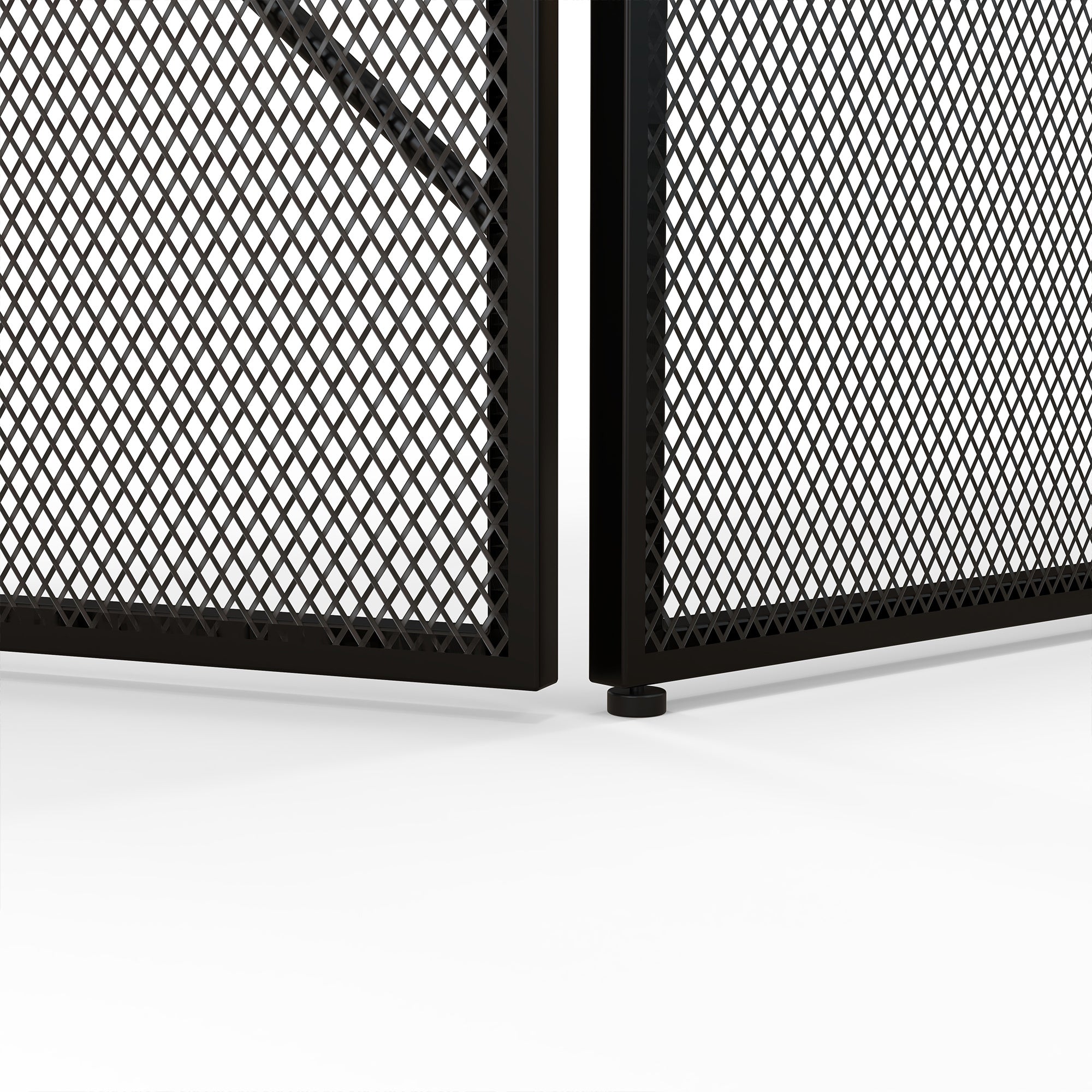 Pare feu cheminée pliable 3 panneaux, pare-étincelles cheminée, grille de protection cheminée en maille d'acier avec décor géométrique et pieds antidérapants, 135l x 1,2P x 85H cm, noir