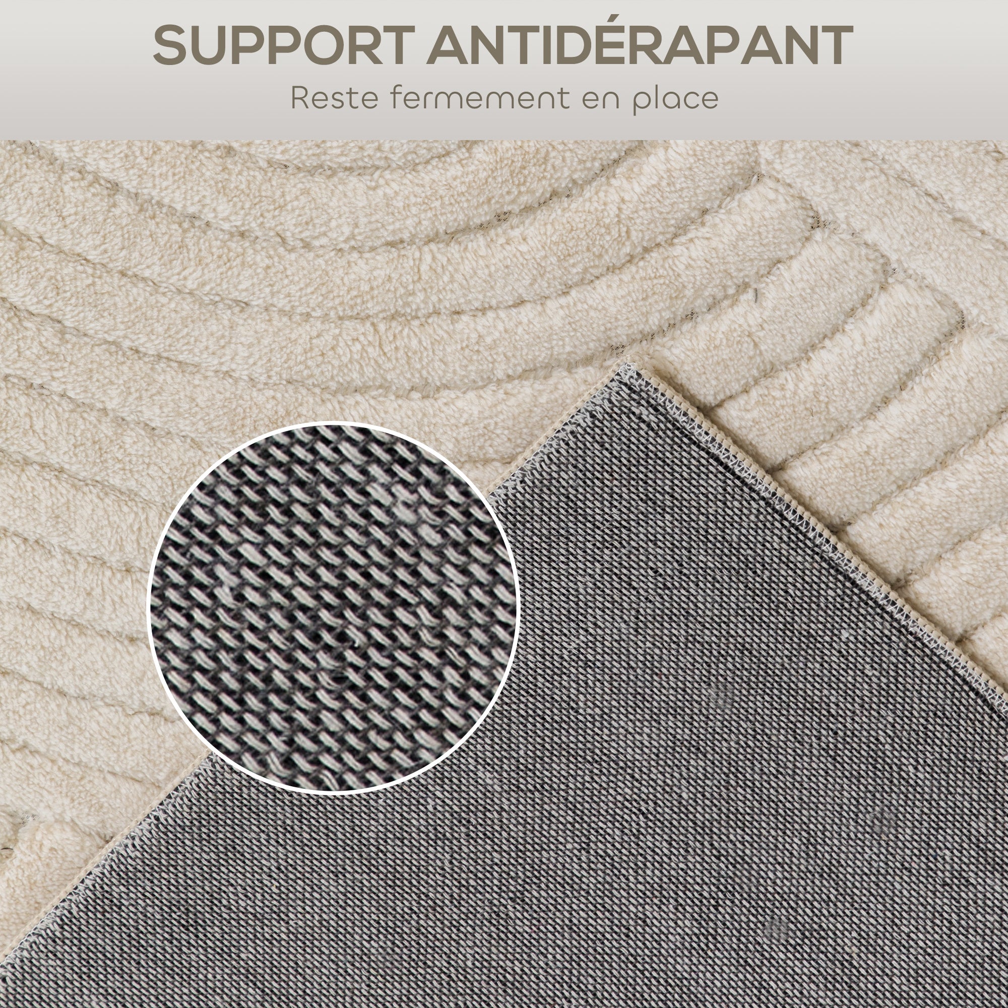 Tapis salon 160 x 120 cm, tapis à poils épais géométrique, moelleux et antidérapant, style moderne, pour salon, chambre à coucher, bureau, crème
