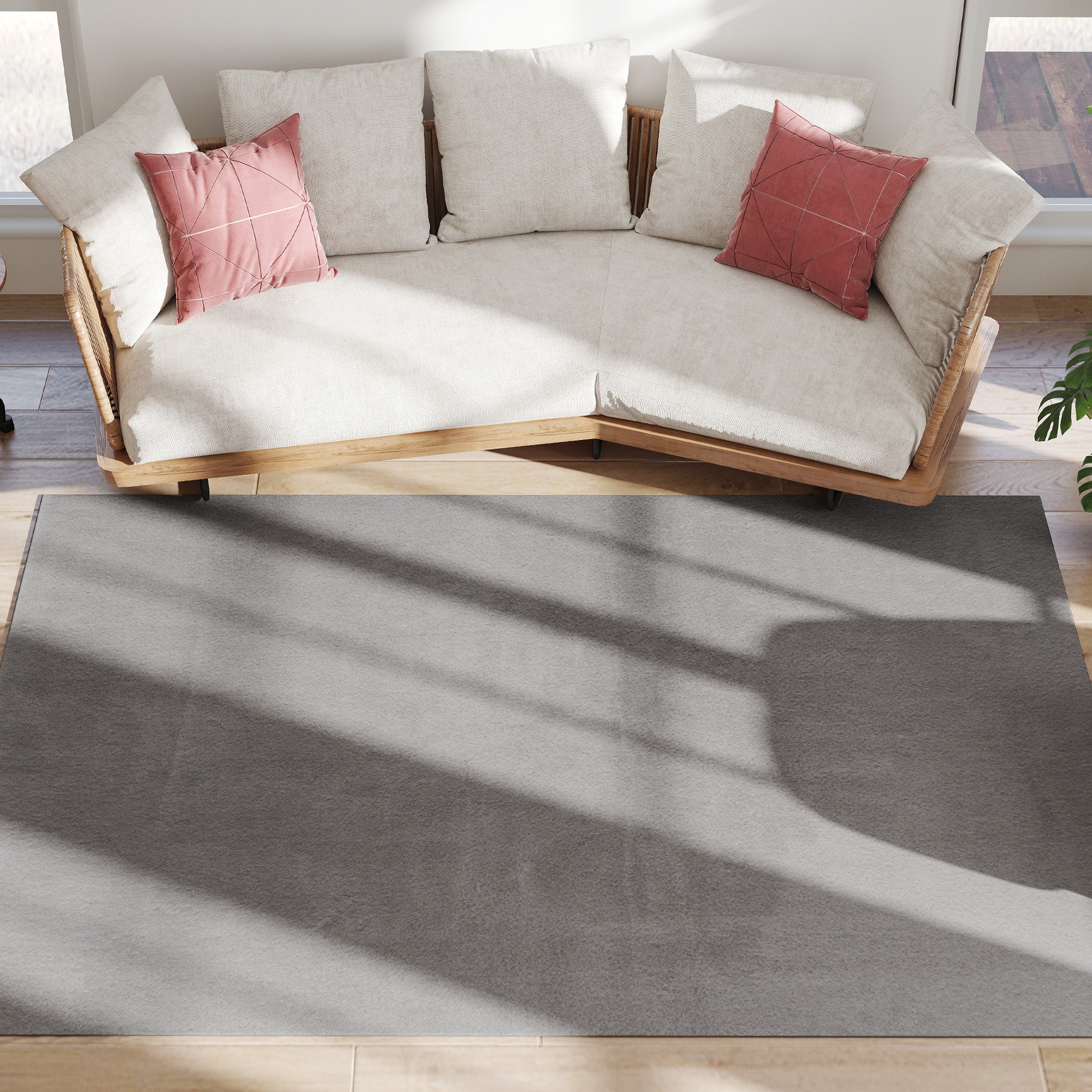 Tapis salon 230 x 160 cm tapis à poils longs, lavable en machine, antidérapant, en fausse fourrure, pour salon, chambre à coucher, bureau, gris clair