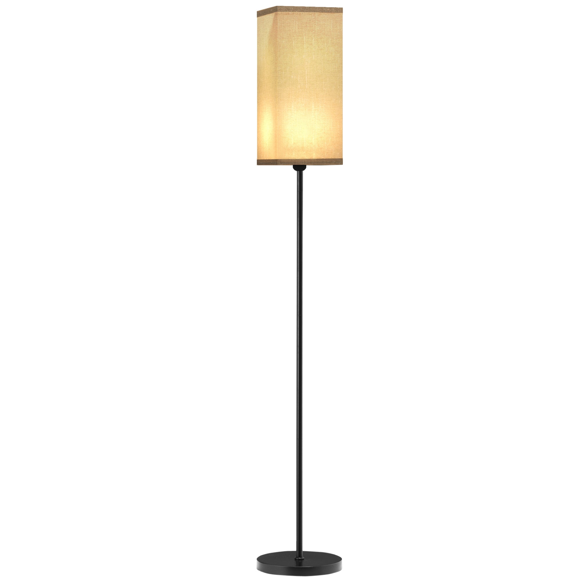 Lampadaire sur pied salon, lampe salon sur pied, avec abat-jour beige effet lin, interrupteur, pour chambre à coucher, noir