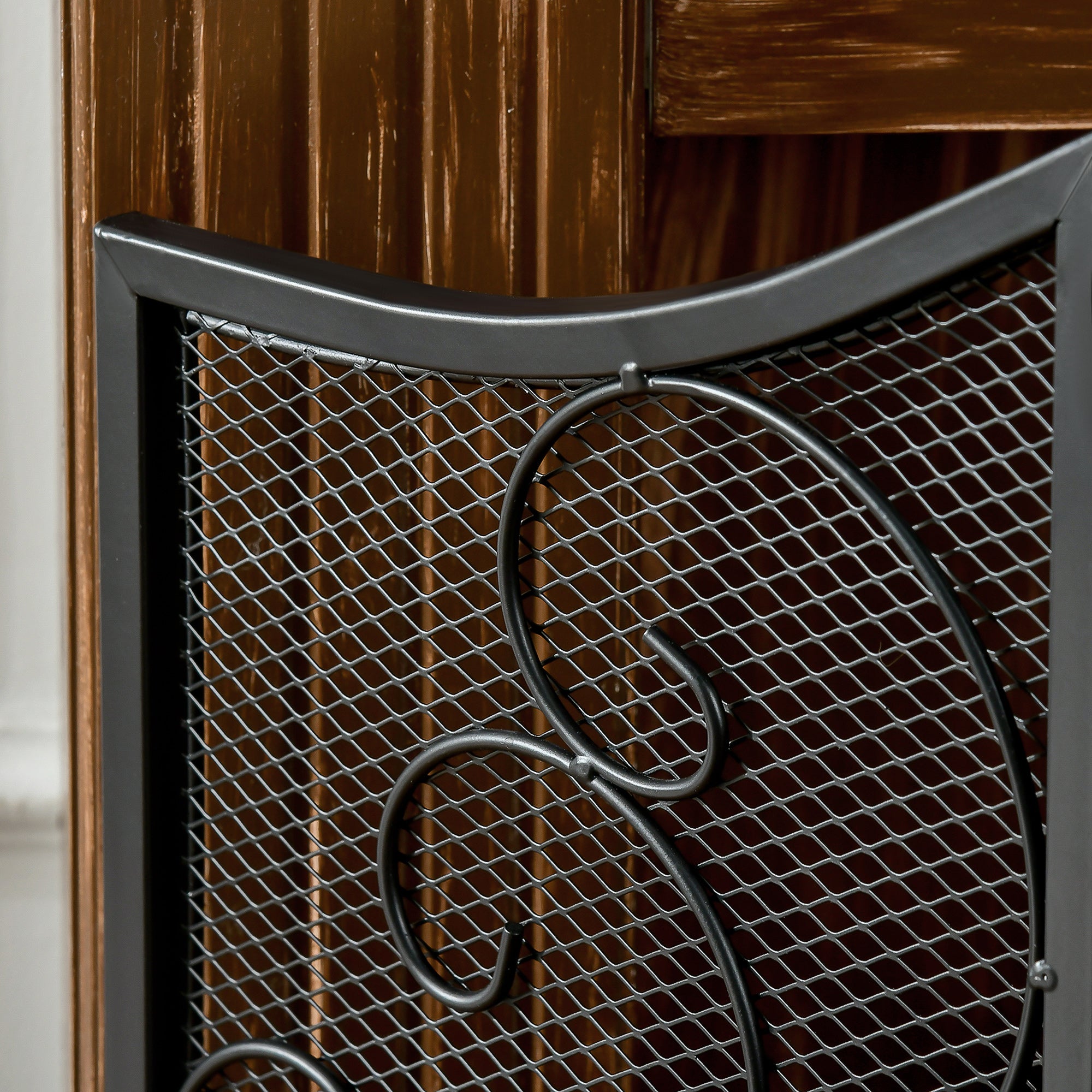 Pare-feu cheminée pare-étincelles 3 volets pliables grille de protection pour cheminée ou poêle - dim. 66 x 31 x 81 cm - métal noir