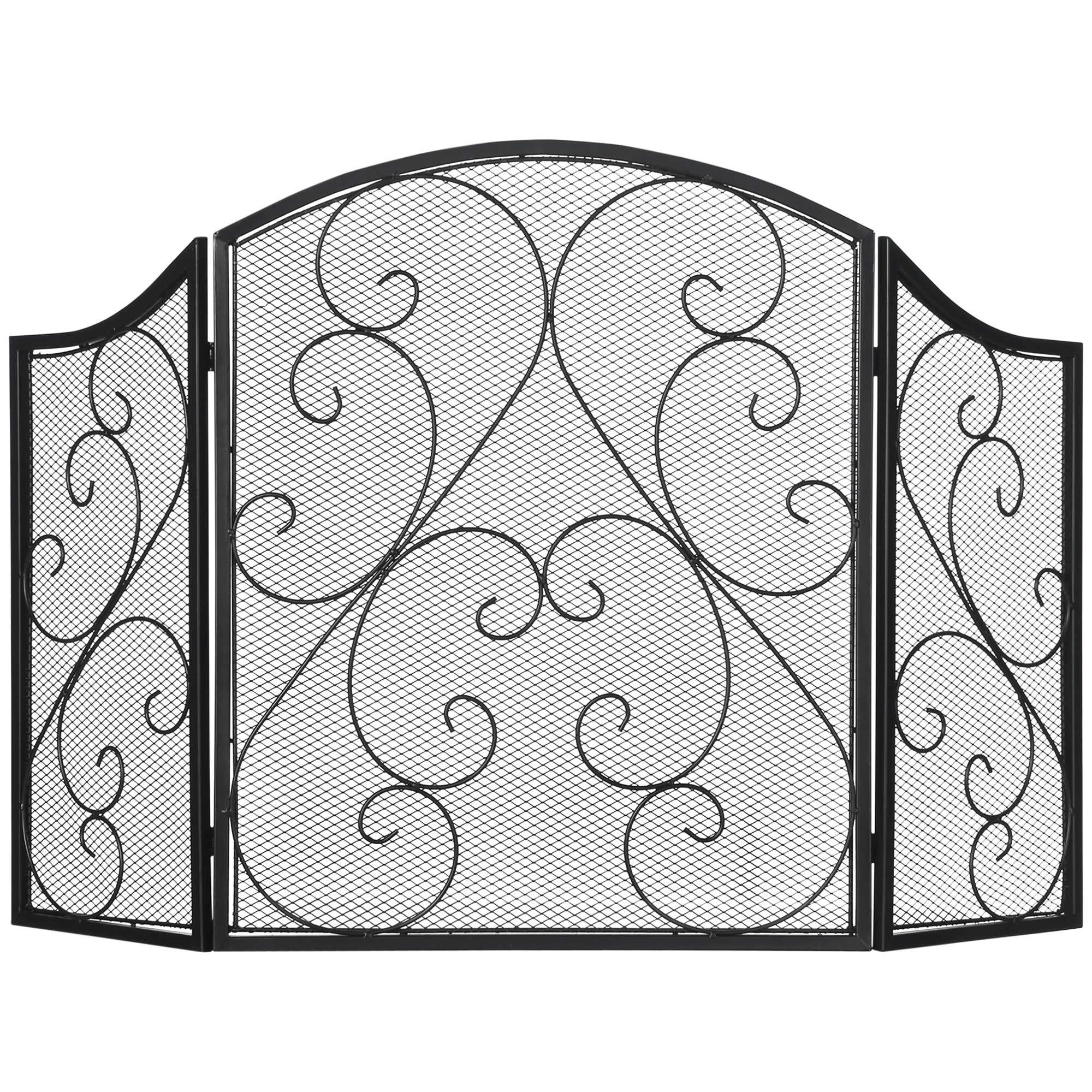 Pare-feu cheminée pare-étincelles 3 volets pliables grille de protection pour cheminée ou poêle - dim. 66 x 31 x 81 cm - métal noir