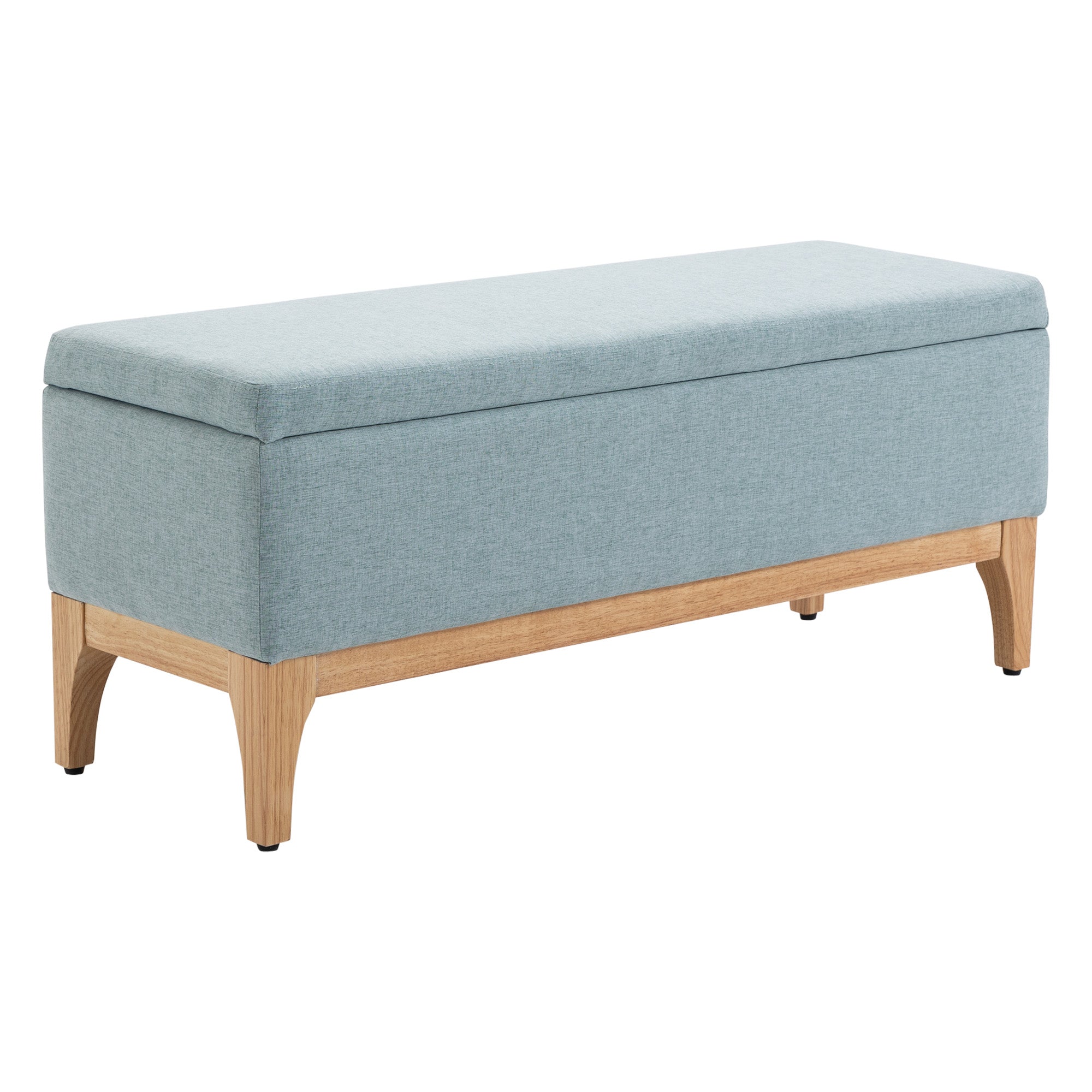 Banc de rangement, coffre de rangement avec couvercle amovible style scandinave, bout de lit en tissu lin, 110 x 39 x 45 cm, vert d'eau