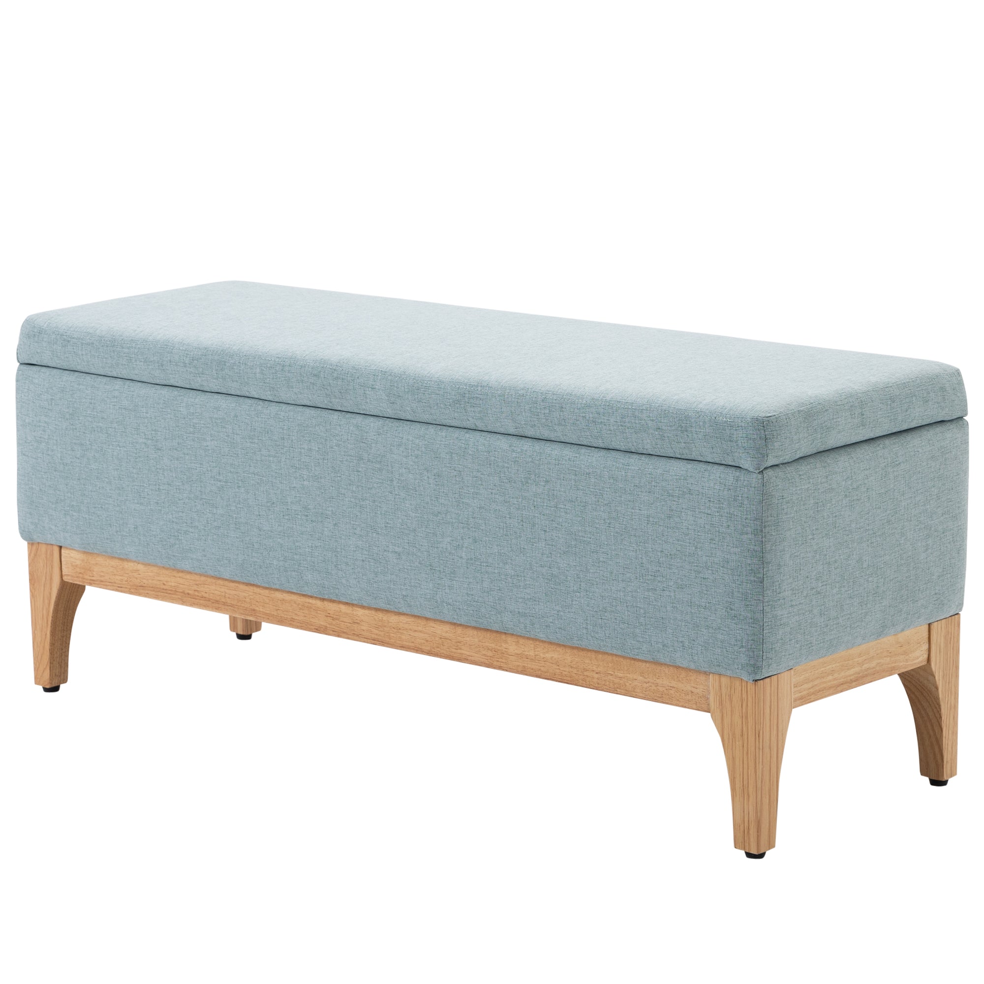 Banc de rangement, coffre de rangement avec couvercle amovible style scandinave, bout de lit en tissu lin, 110 x 39 x 45 cm, vert d'eau