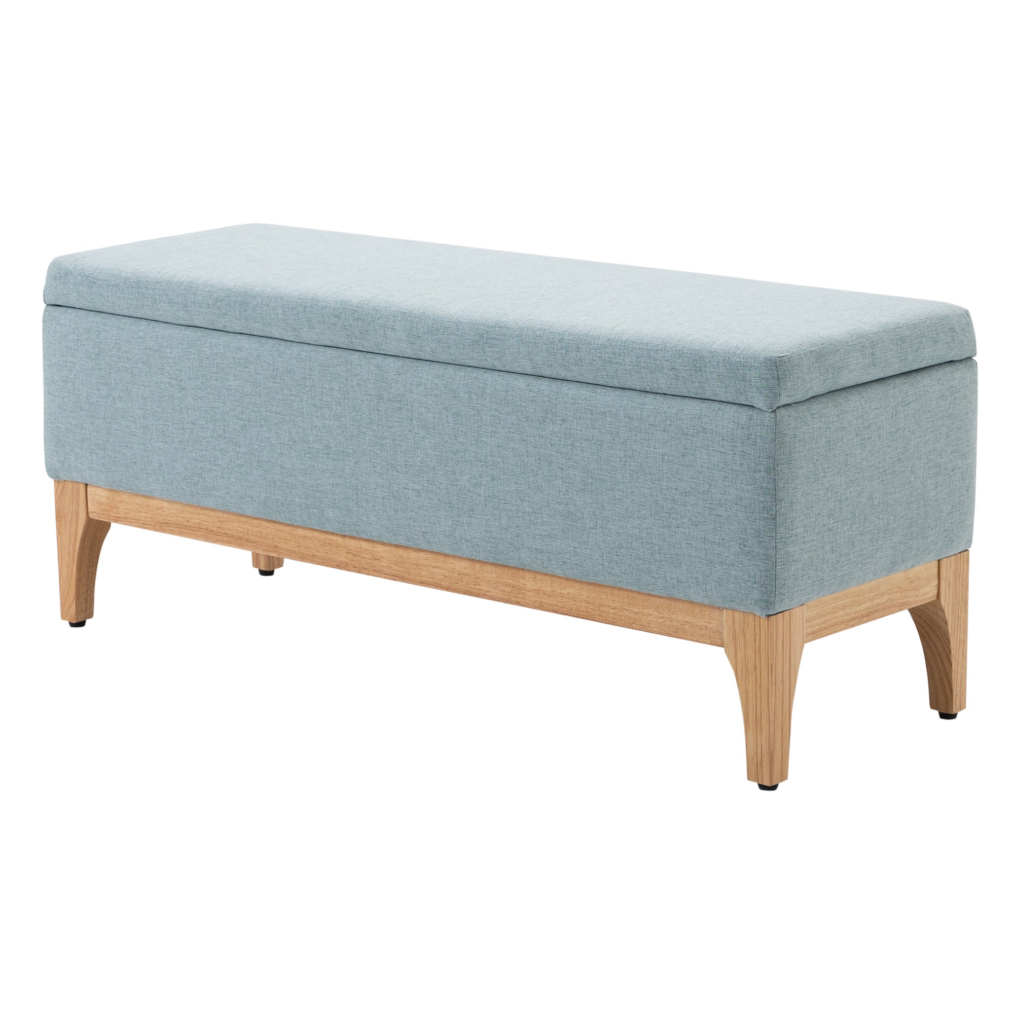 Banc de rangement, coffre de rangement avec couvercle amovible style scandinave, bout de lit en tissu lin, 110 x 39 x 45 cm, vert d'eau