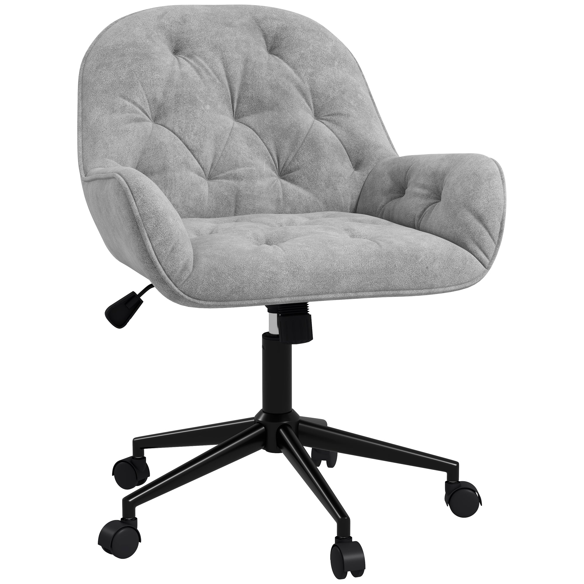 Chaise de bureau, fauteuil de bureau en aspect velours, siège pivotant à 360°, réglable en hauteur, dossier arrondi chaise ergonomique charge 120 kg pour chambre, salon, gris clair